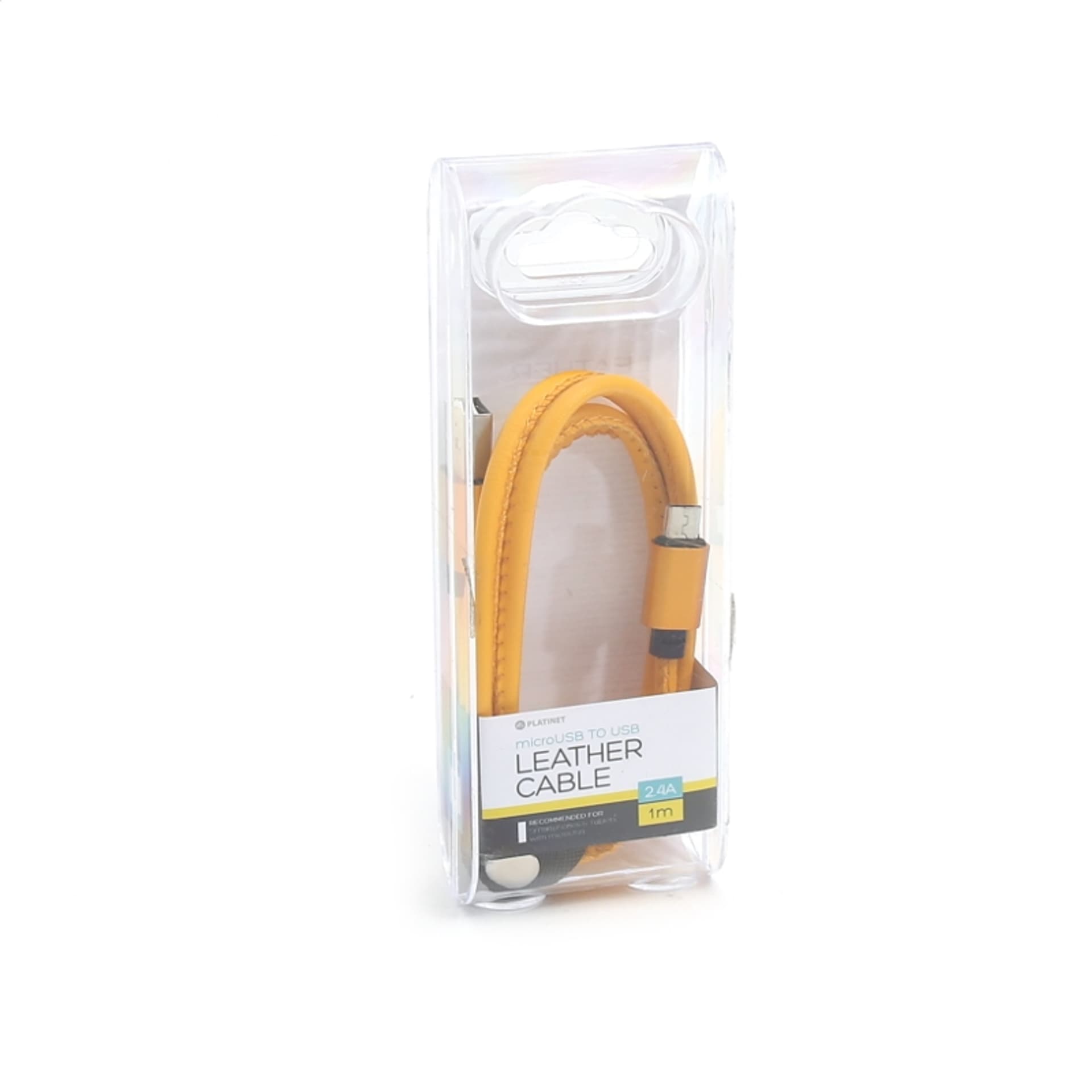 

PLATINET HERA MICRO USB TO USB LEATHER CABLE KABEL 1M 2,4A YELLOW TE [43296]
