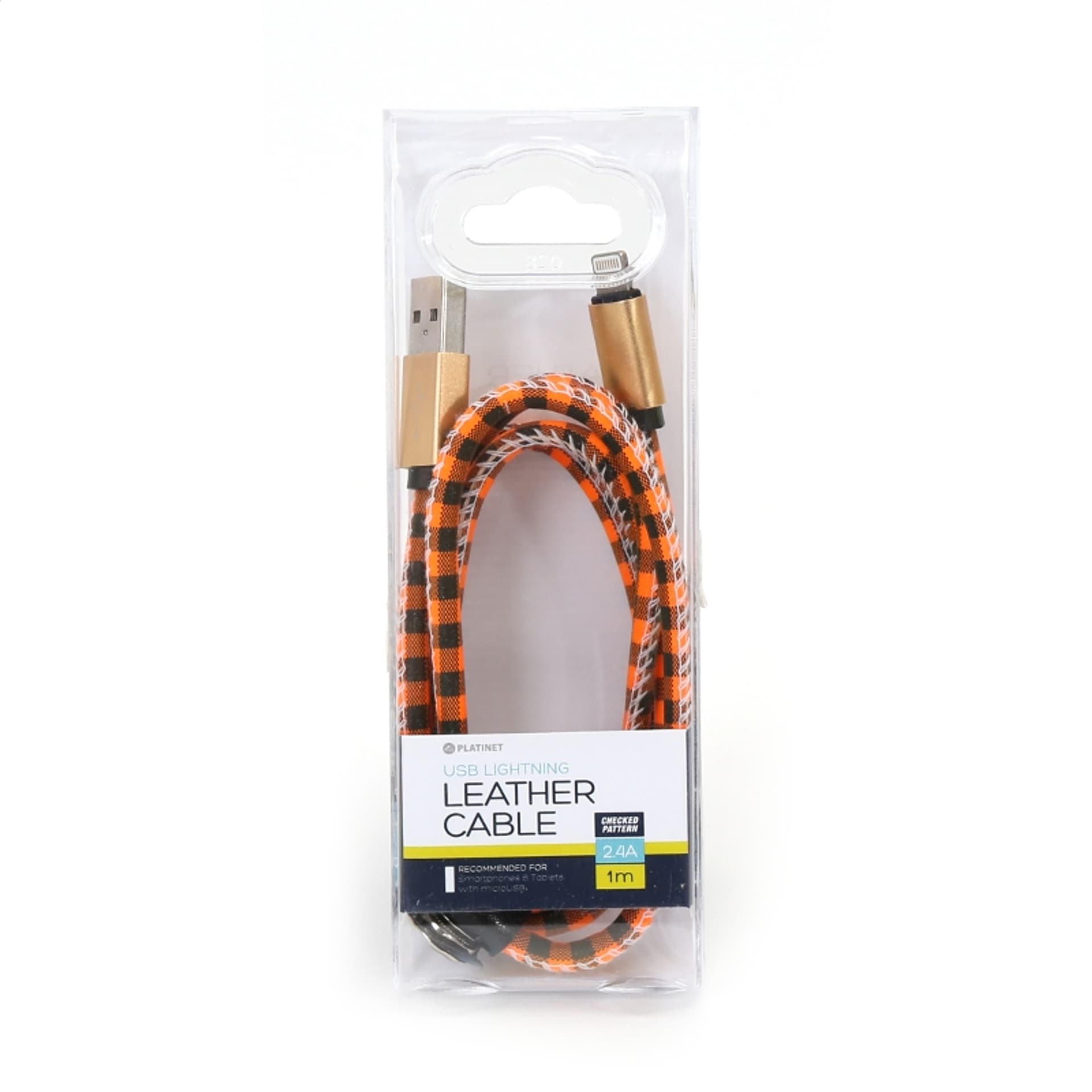 

PLATINET TAJPAN USB LIGHTNING LEATHER CHECKED CABLE KABEL 1M ORANGE TE [43329]