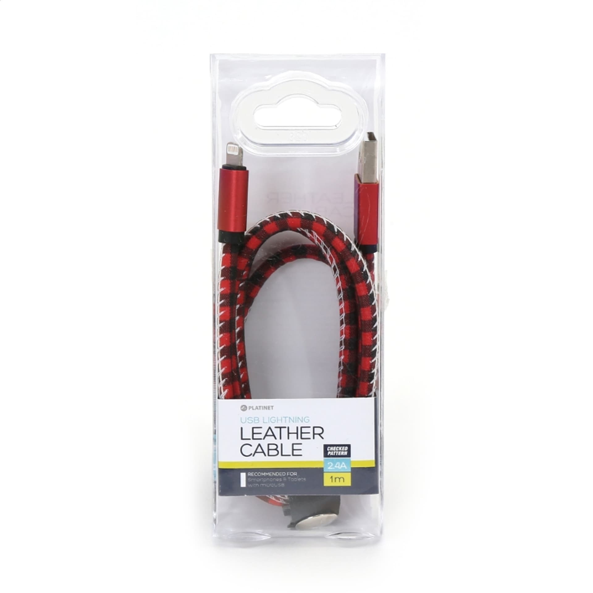

PLATINET TAJPAN USB LIGHTNING LEATHER CHECKED CABLE KABEL 1M RED TE [43592]