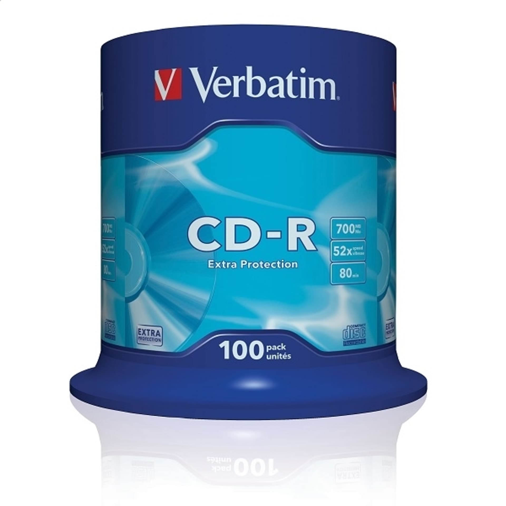 

Płyta CD Verbatim 43411 (700MB; 52x; 100szt.; Cake)