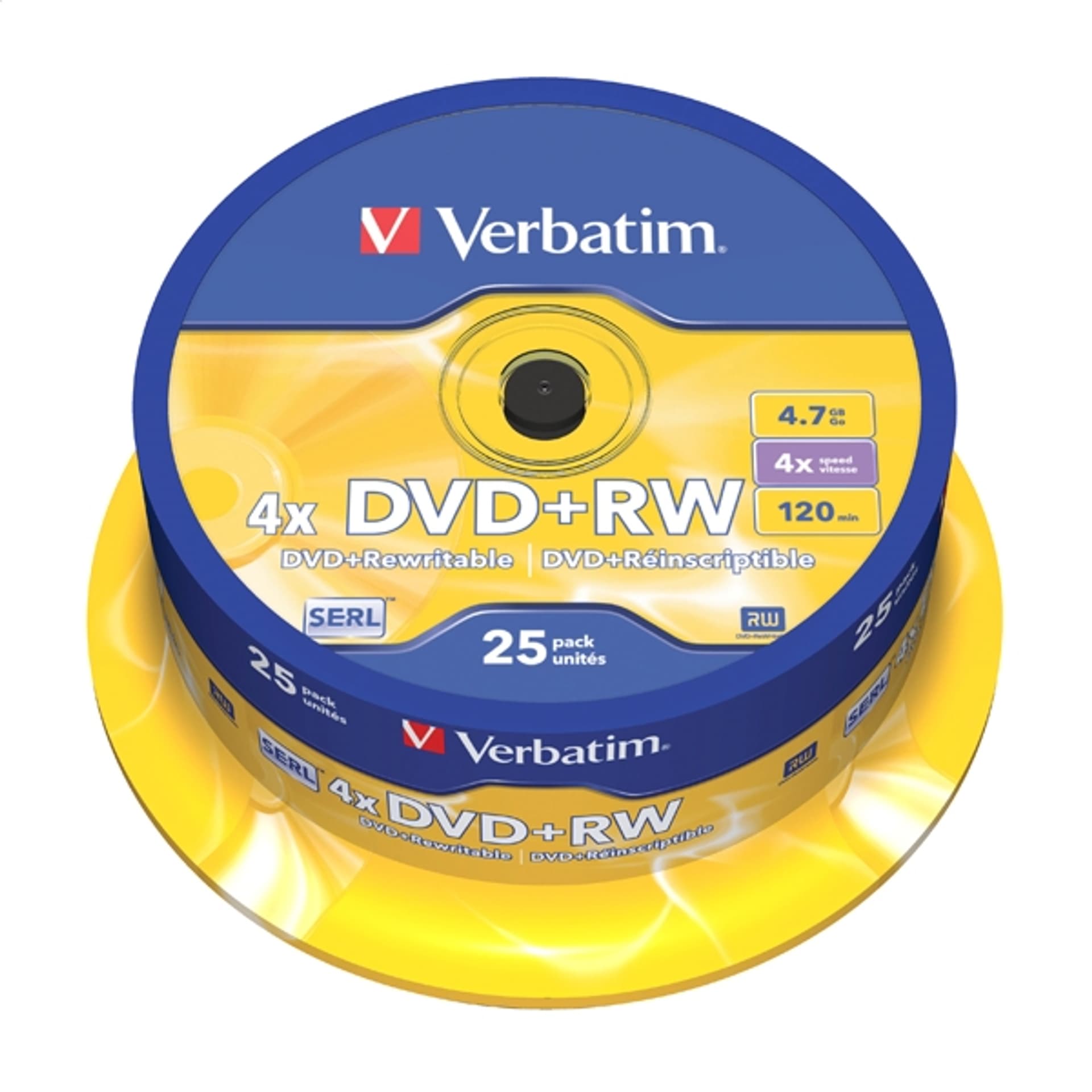

DVD+RW VERBATIM 4.7 GB 4x Cake 25 szt.