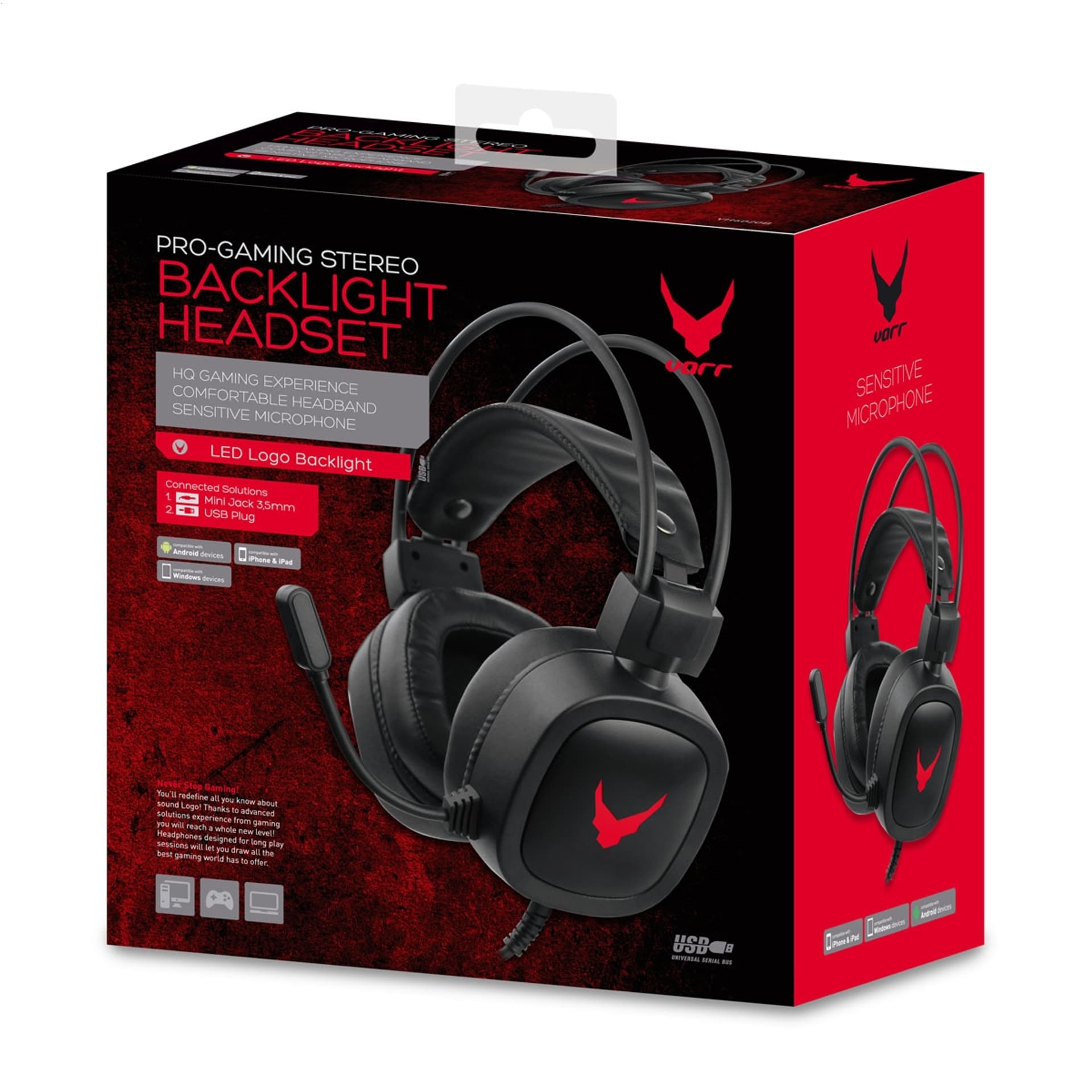 

VARR GAMING HEADSET7 COLORS BREATHING SŁUCHAWKI NAUSZNE USB 3.5 [45544] TE