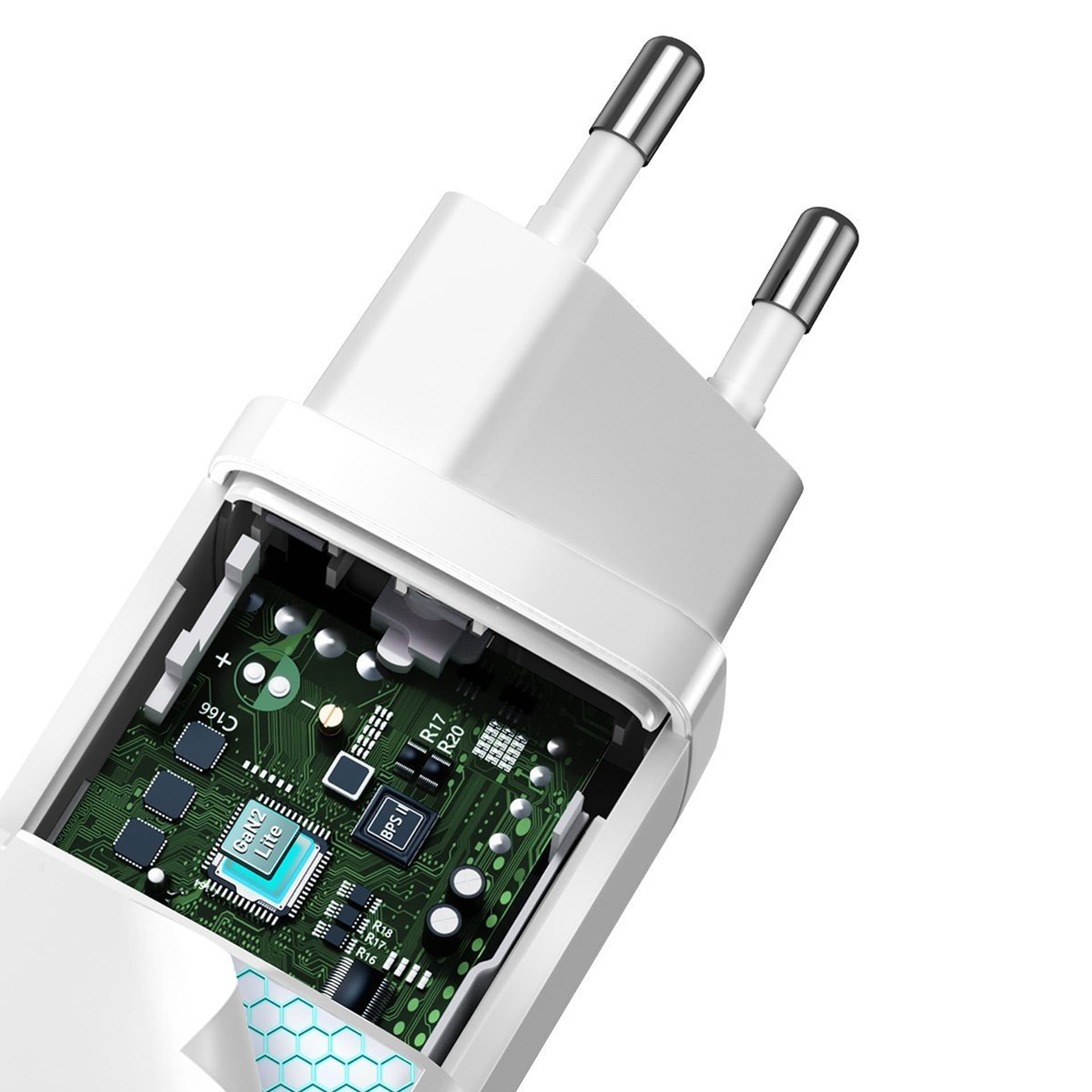 

Ładowarka sieciowa Baseus GaN2 Lite, USB + USB-C, 65W, EU (biała)