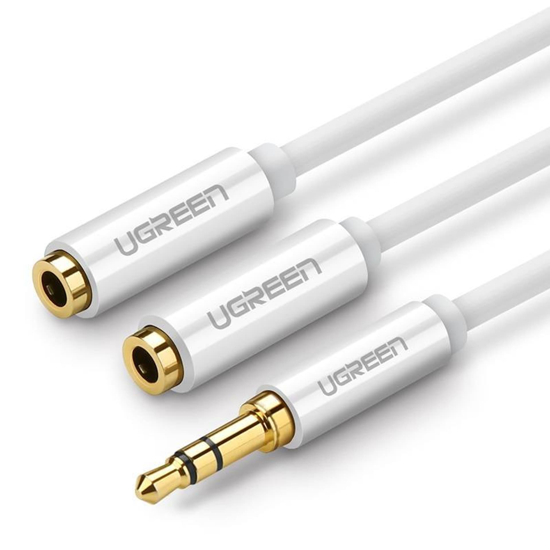 

Rozdzielacz audio AUX kabel jack 3,5 mm UGREEN AV123, 25cm (biały)