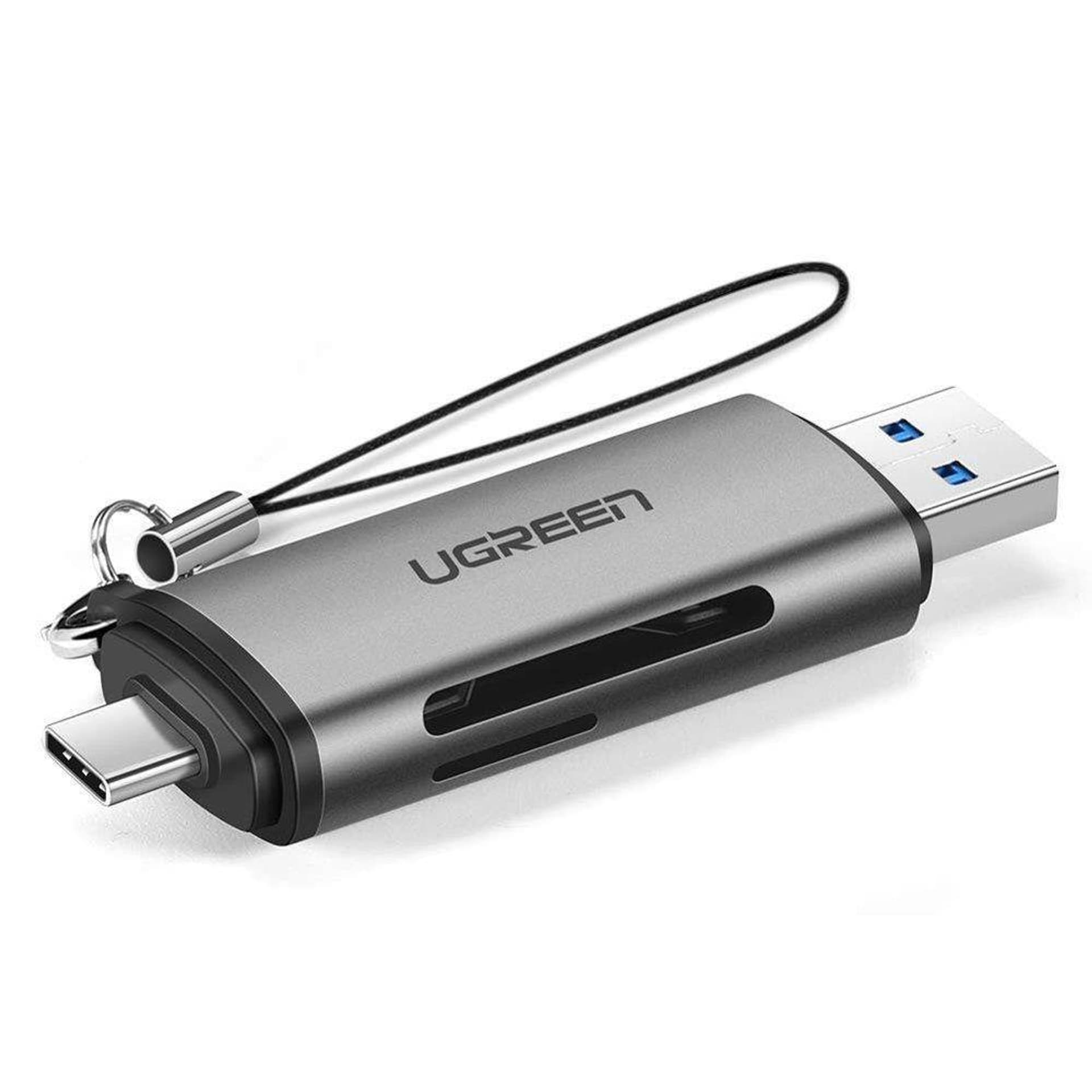 

Adapter USB + USB-C UGREEN czytnik kart SD + microSD (szary)