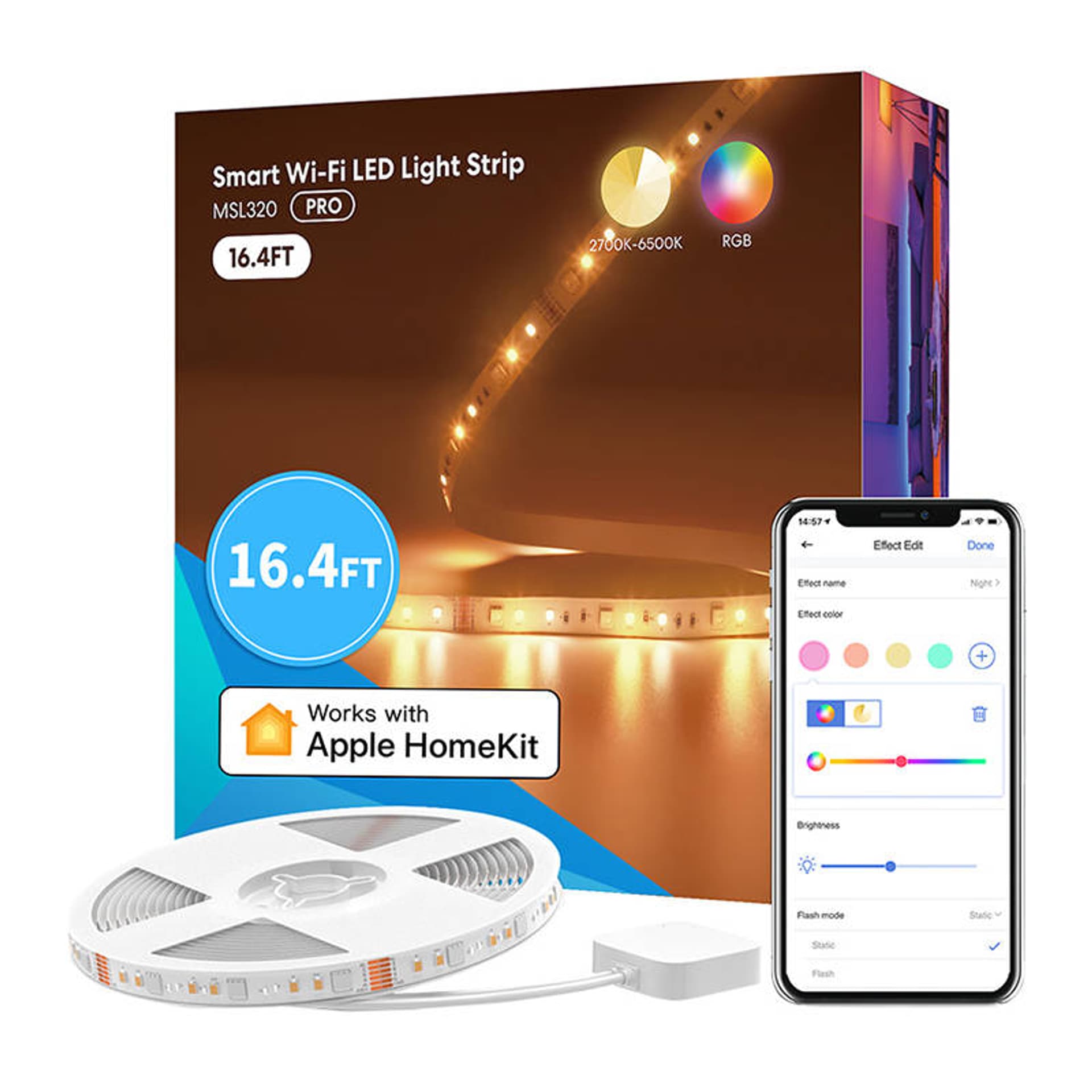 

Inteligentna taśma LED RGBWW Wi-Fi 5 metrów Meross MSL320 (Homekit)