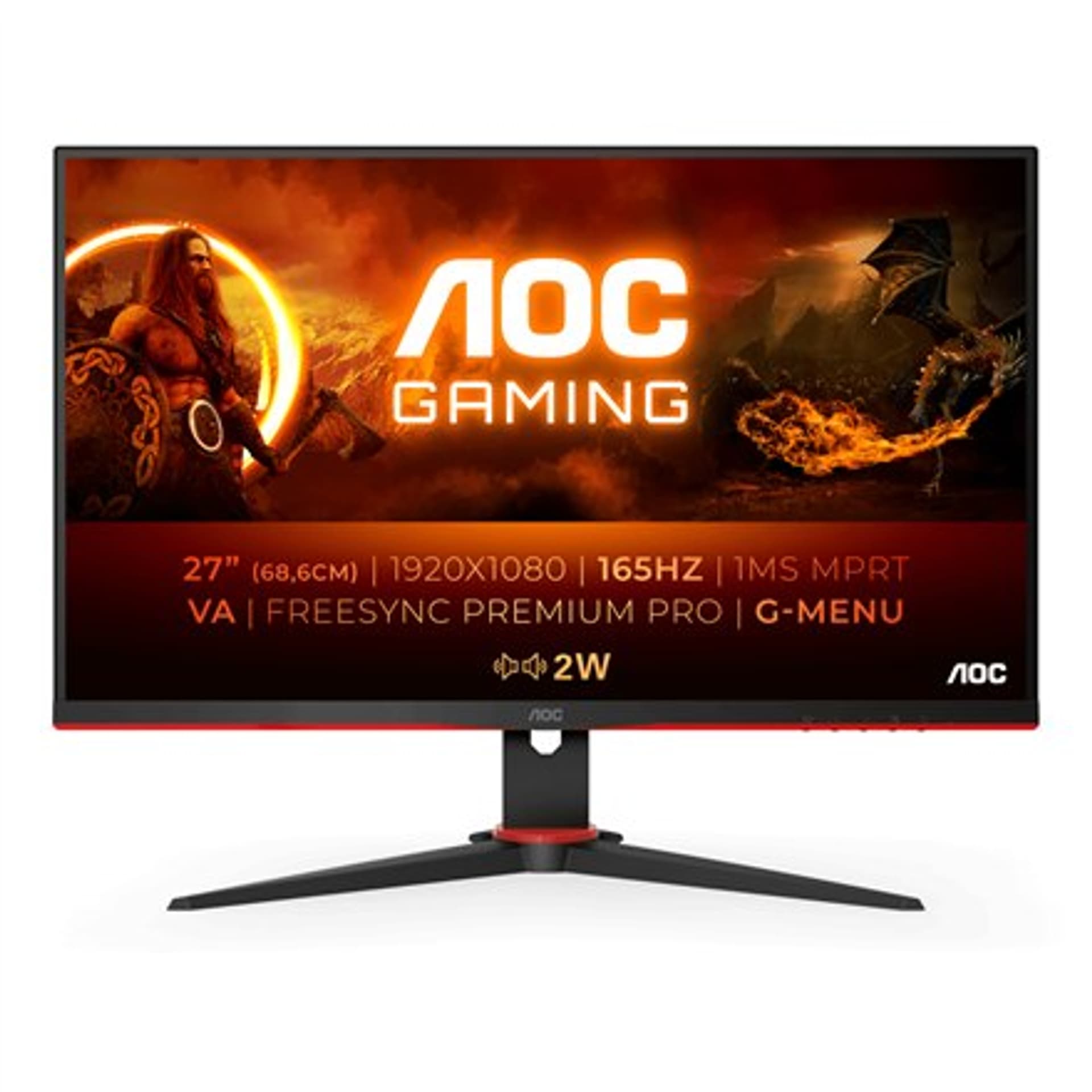 

AOC Monitor 27G2SAE/BK 27 ", VA, FHD, 1920 x 1080, 16:9, 1 ms, 350 cd/m, Black, Headphone out (3.5mm), 165 Hz, HDMI ports quant, 3.5mm)/165 hz/hdmi ports quan