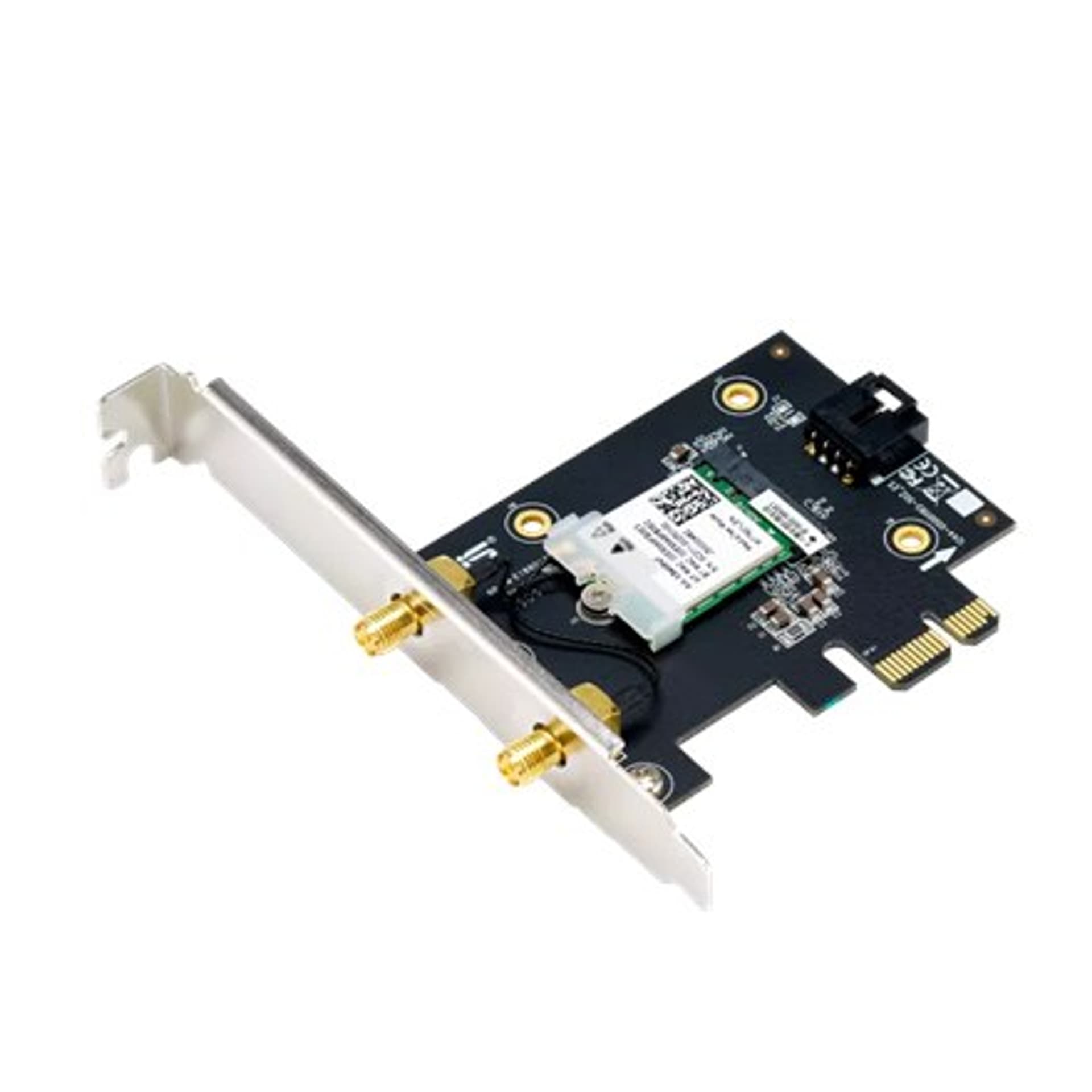 

Asus AX1800 Dual-Band Bluetooth 5.2 PCIe Wi-Fi Adapter PCE-AX1800 802.11ax, 574+1201 Mbit/s, MU-MiMO Yes, No mobile broadband, A