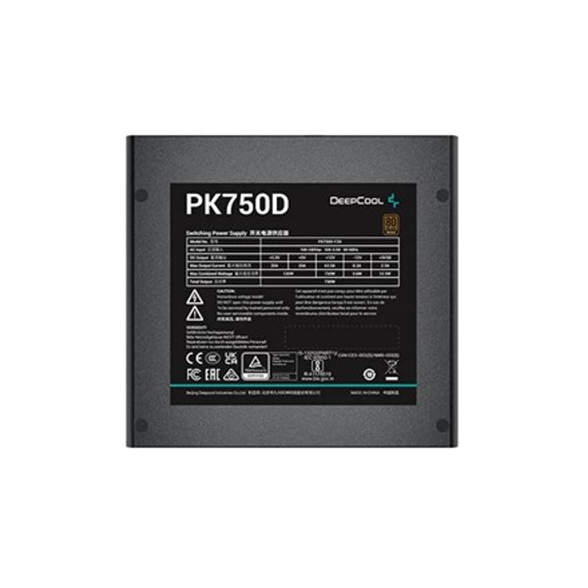 

Deepcool Power Supply, EU Version PK750D ATX12V V2.4, 750 W, 80 PLUS Bronze Certified