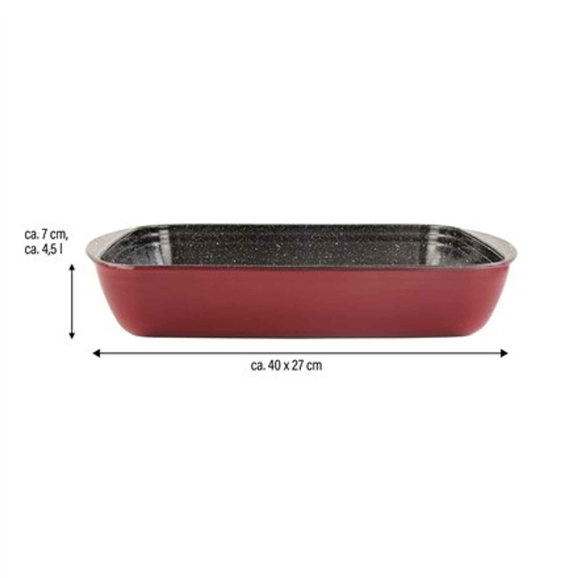 

Stoneline Casserole dish 21477 4.5 L, 40x27 cm, Borosilicate glass, Red, Dishwasher proof