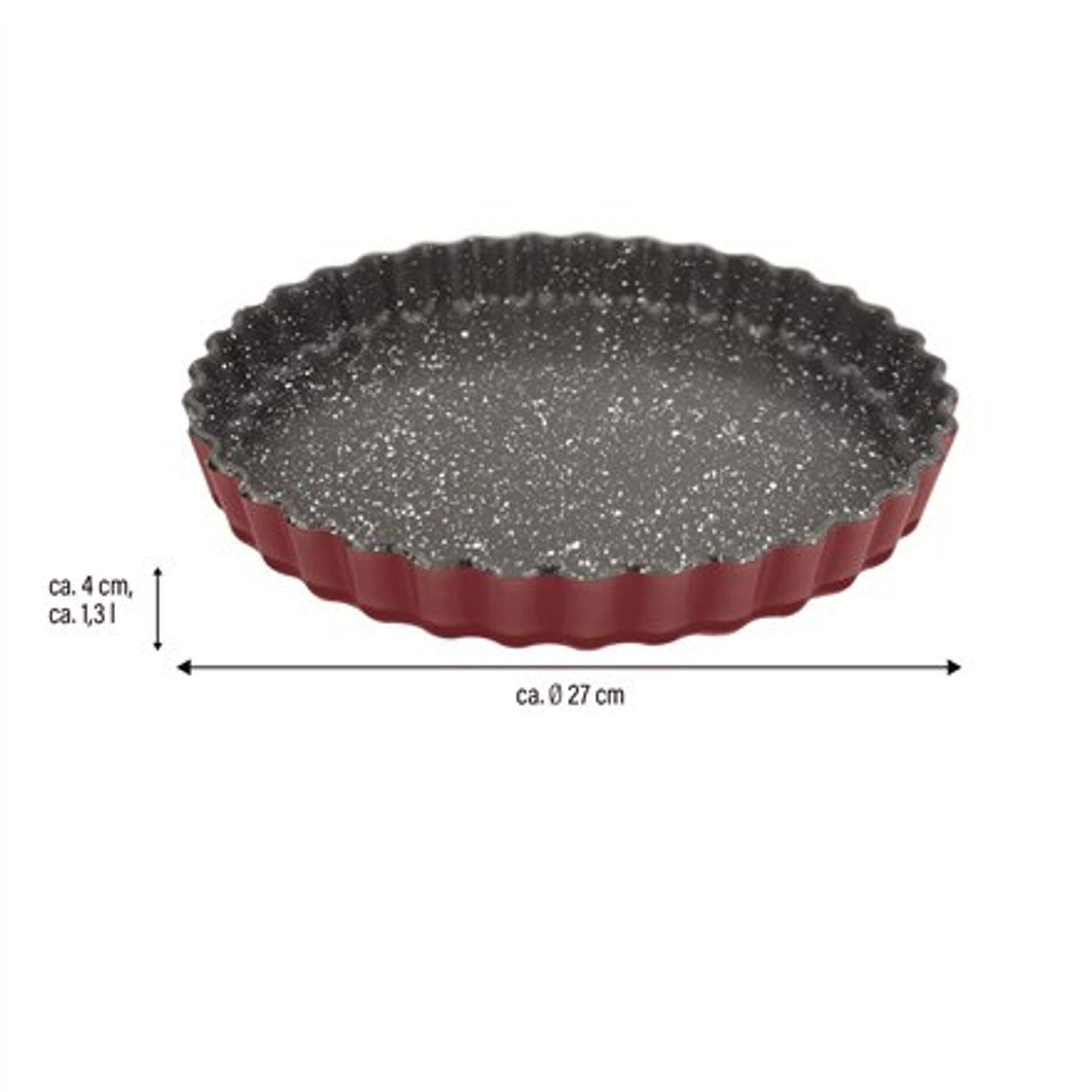 

Stoneline Quiche and tarte dish 21550 1.3 L, 27 cm, Borosilicate glass, Red, Dishwasher proof