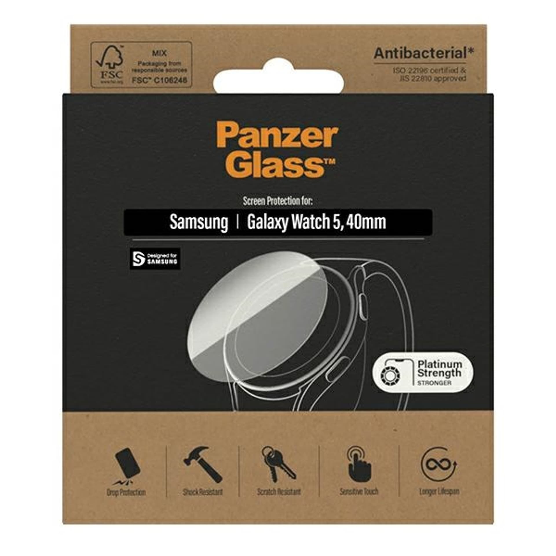 

PanzerGlass Galaxy Watch Classic 5 40mm Screen Protection Antibacterial 3674