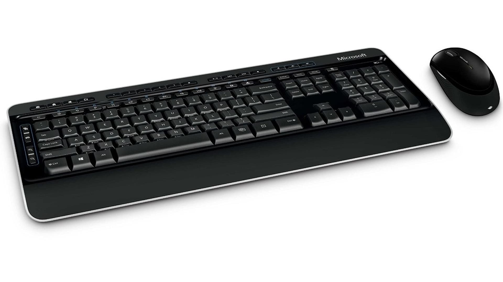 

Microsoft Wireless Desktop 3050 z zestawem klawiatury i myszy AES, bezprzewodowy, mysz w zestawie, RU, klawiatura numeryczna, US