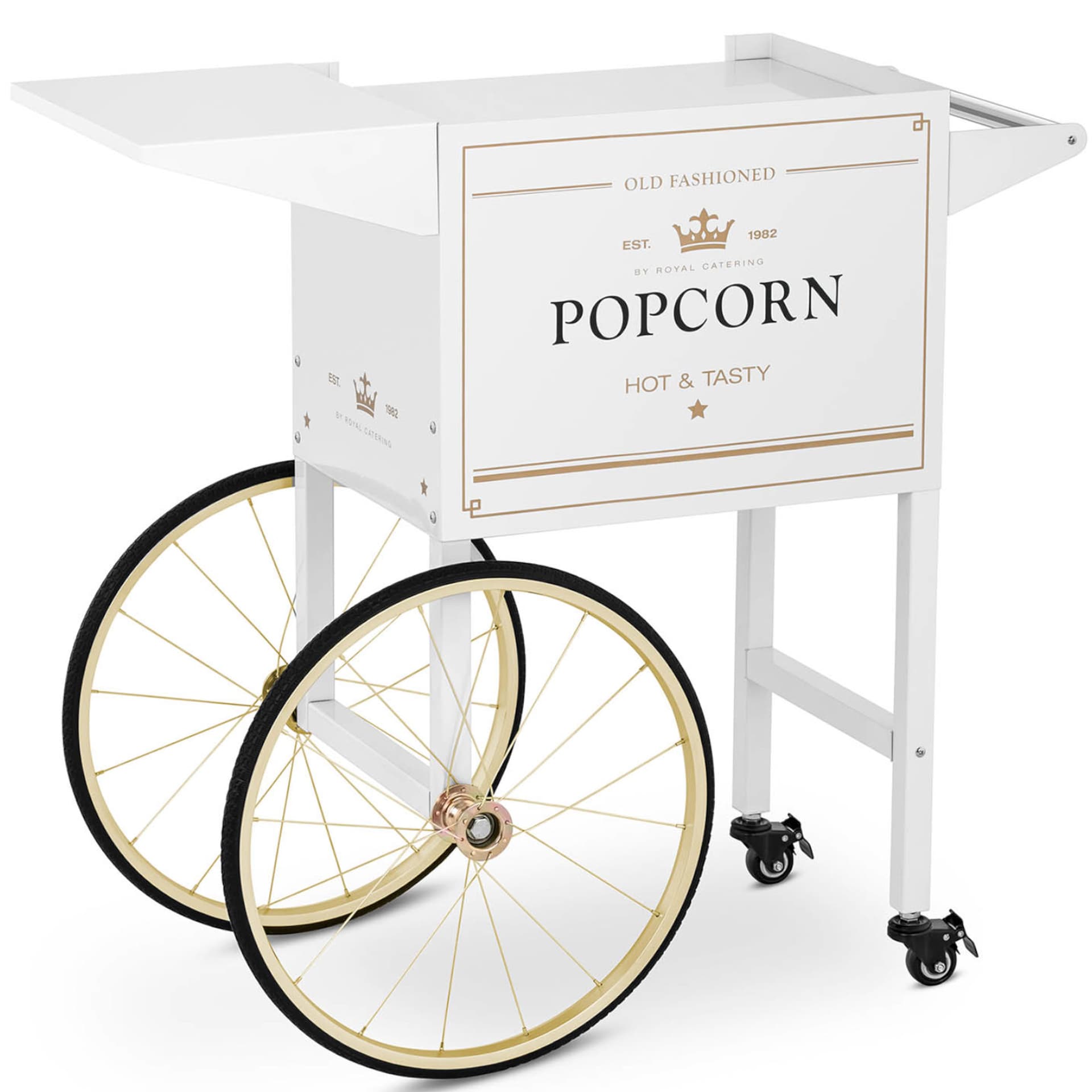 

Wózek podstawa do maszyny do popcornu z szafką retro 51 x 37 cm - biało-złoty