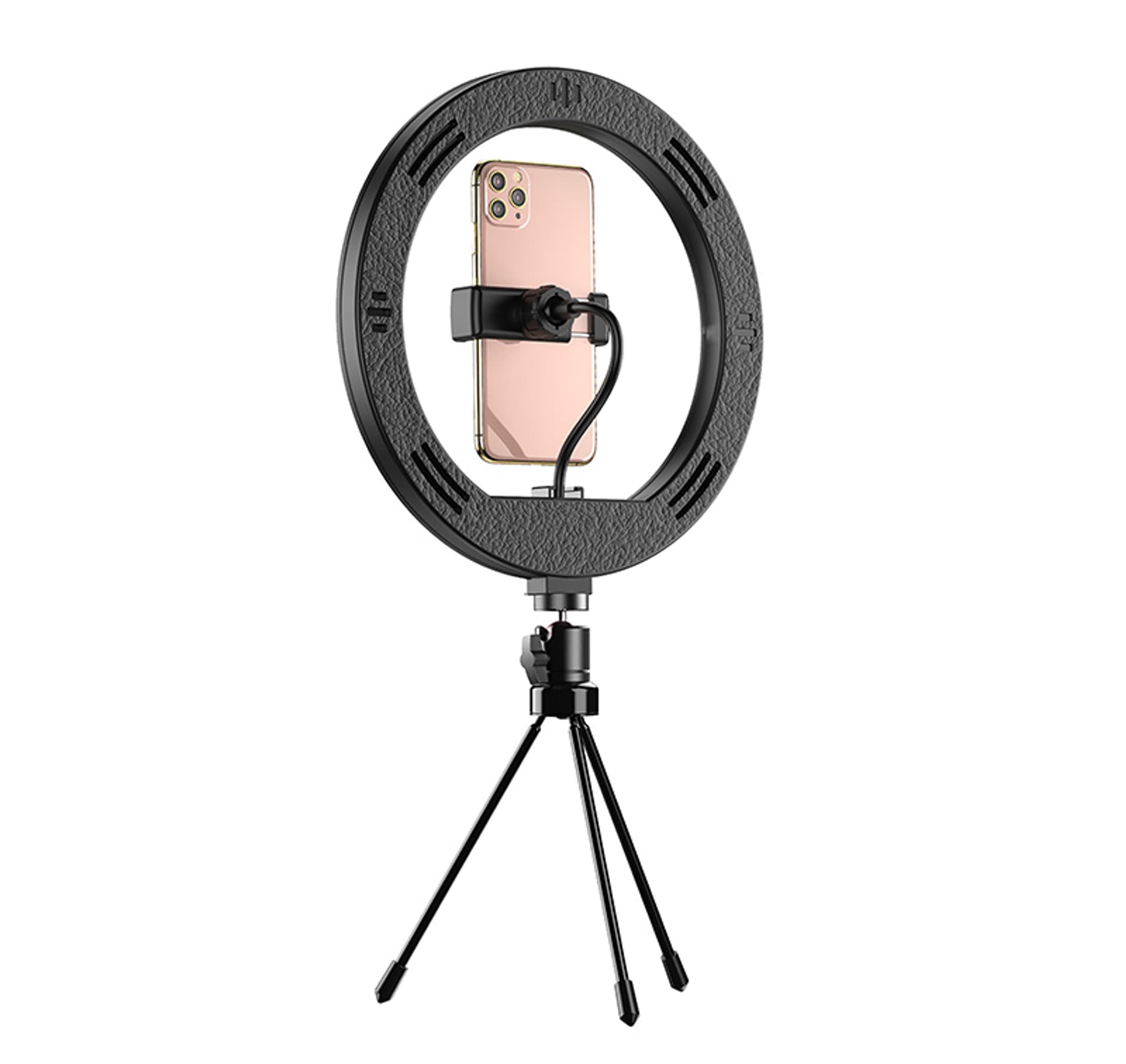 

Okrągła lampa 10" z uchwytem na telefon i statywem