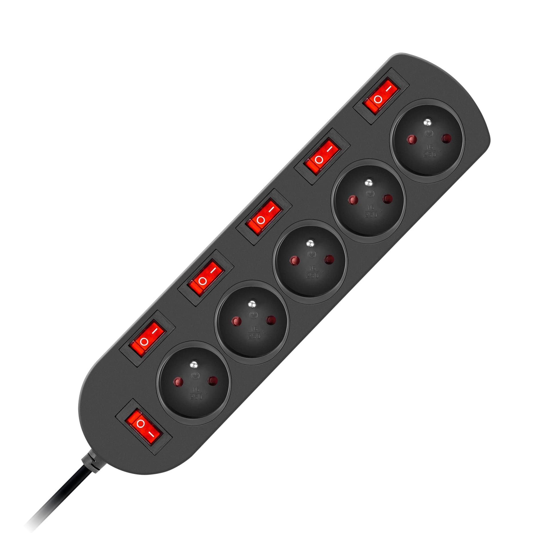 

Przedłużacz 3x1mm 5 gniazd + 6 wyłączników 1,5m czarny EPS-501,5W6-2