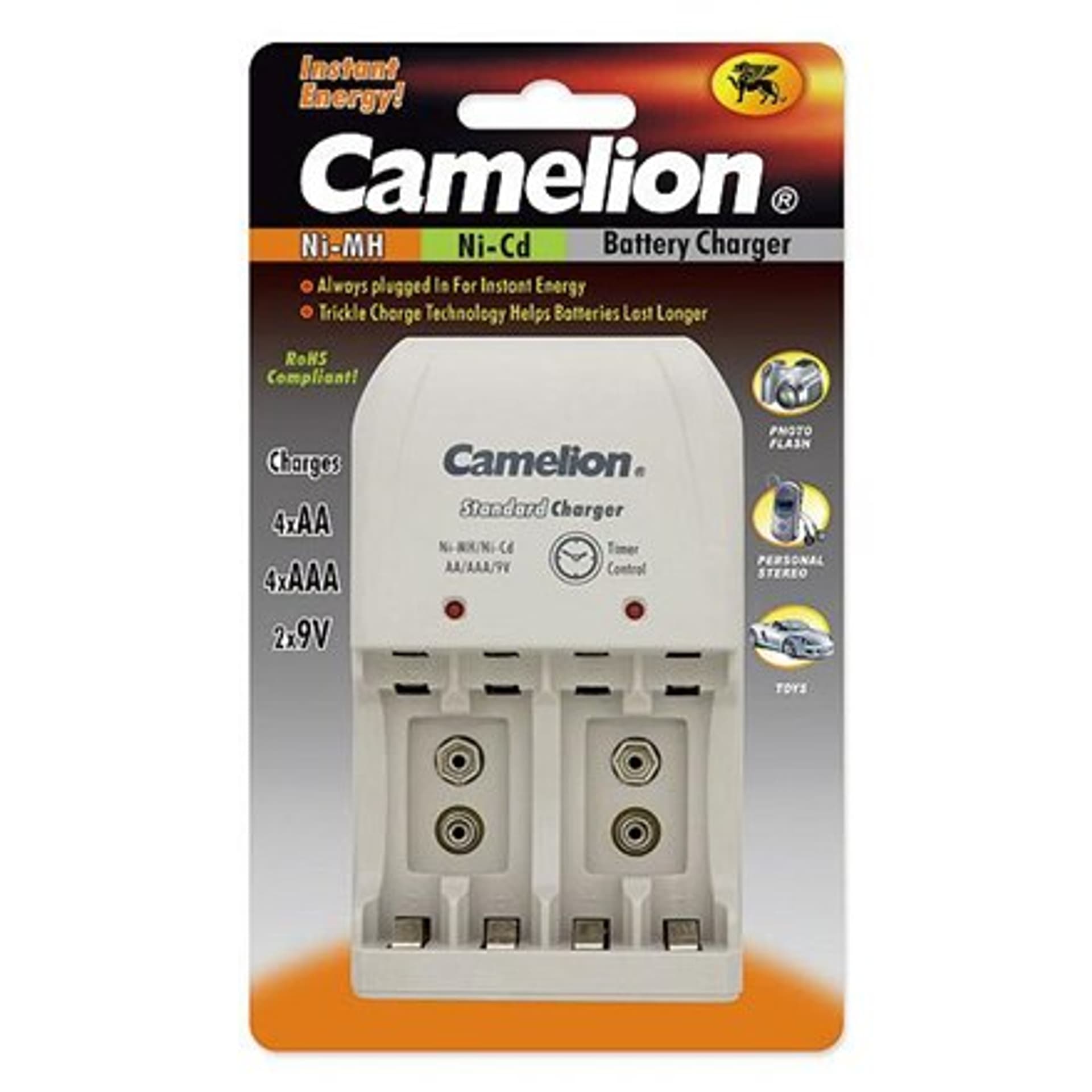 

Camelion Plug-In Battery Charger BC-0904S 2x lub 4xNi-MH AA/AAA lub 1-2x 9V Ni-MH