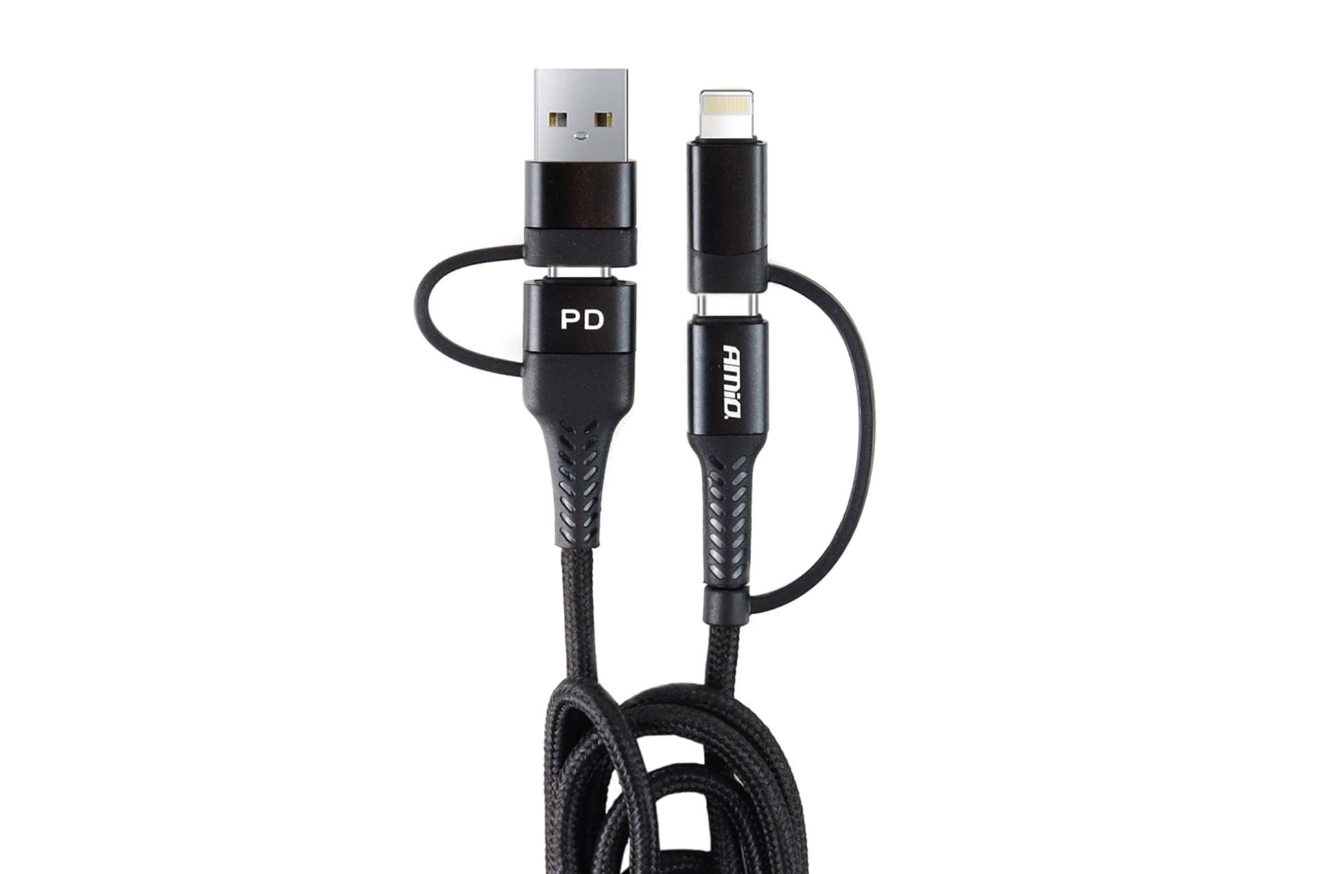 

Kabel usb/usb-c 3w1 na lightning, usb-c, micro usb 1m amio uc-15