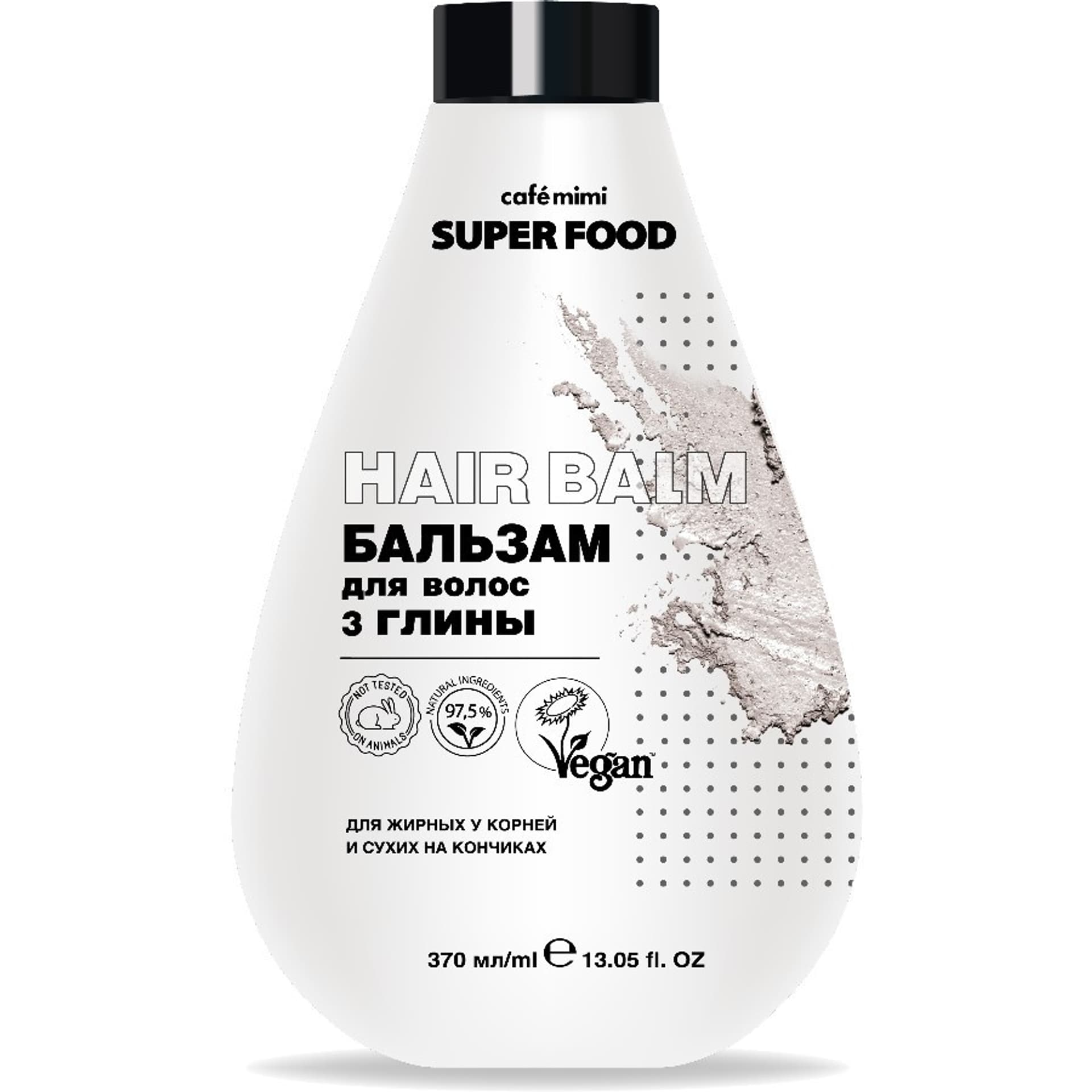 

SUPER FOOD Balsam do włosów, 3 gliny, 370ml - CAFE MIMI