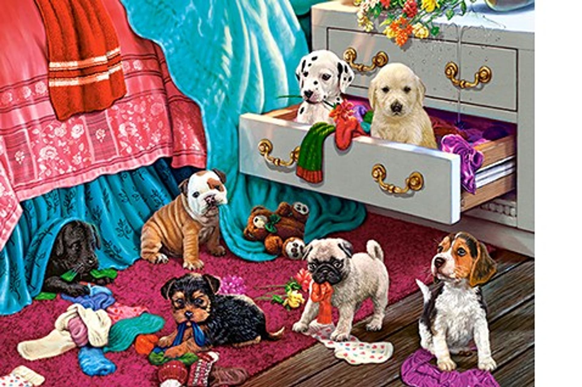 

PUZZLE PUPPIES IN THE BEDROOM CASTORLAND