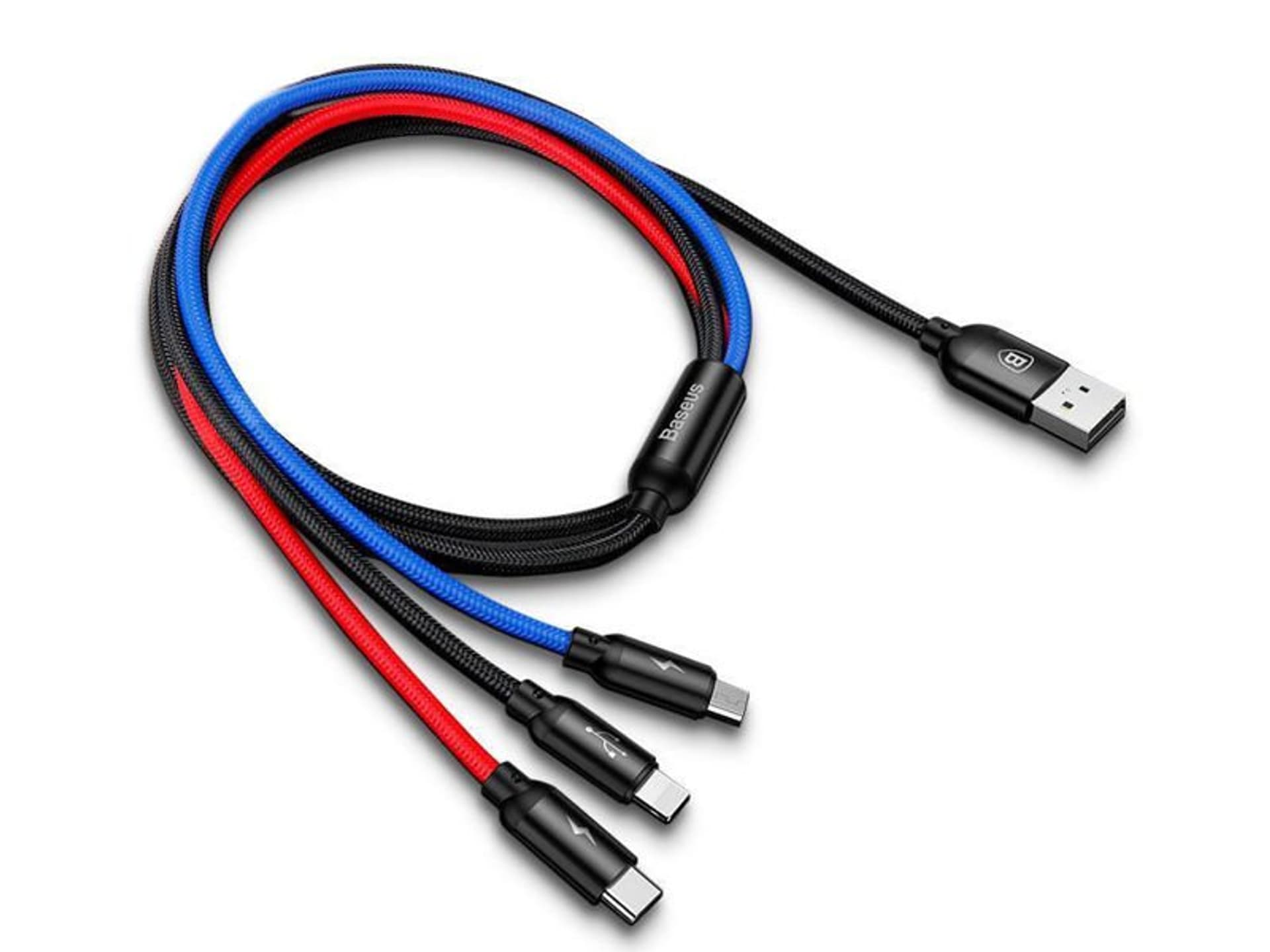 

Kabel Baseus 3w1 iPhone micro USB USB-C 3.5A Three Primary 120cm