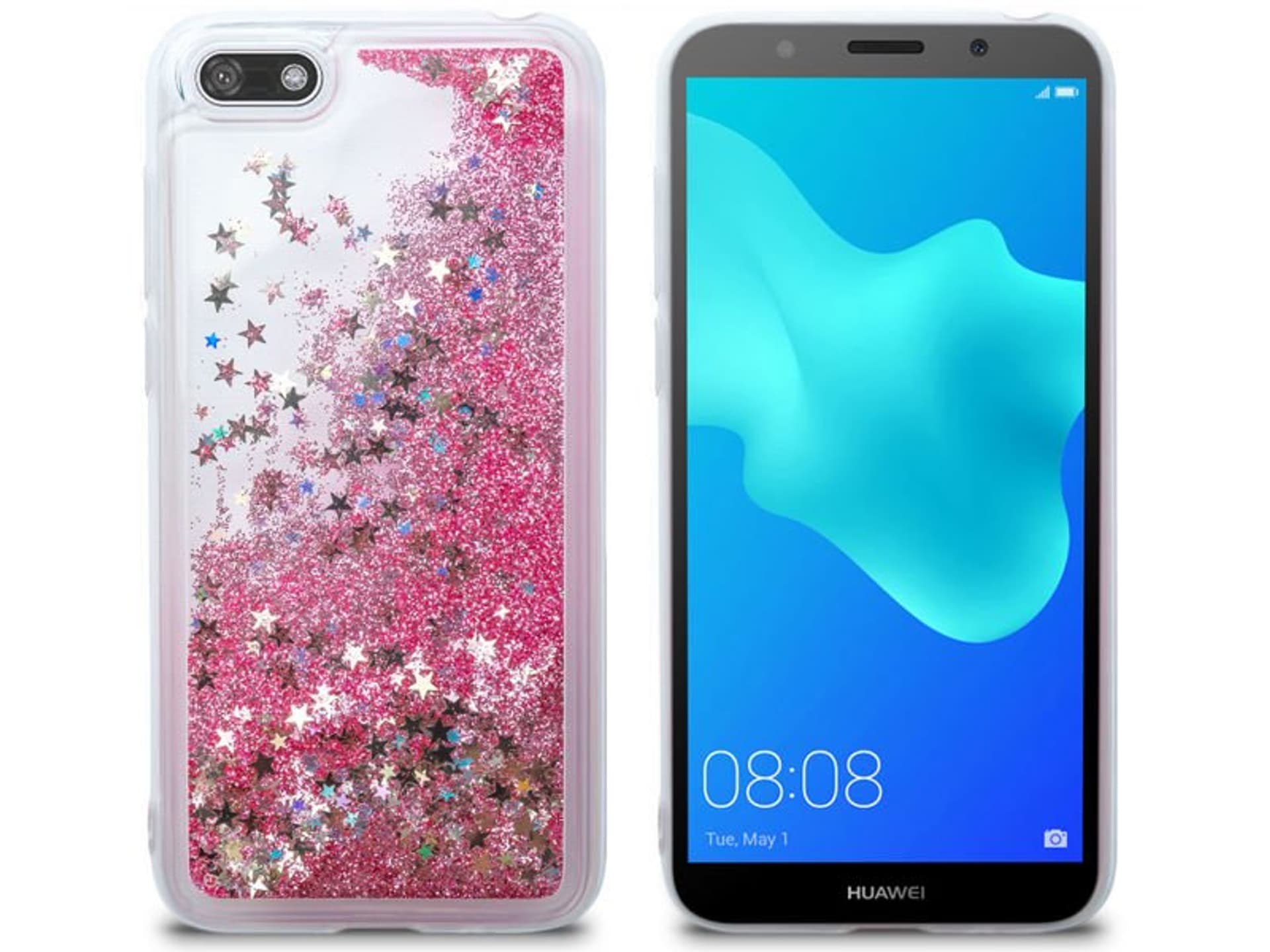 

Etui liquid glitter Huawei Y5/ Y5 Prime 2018 brokat różowy