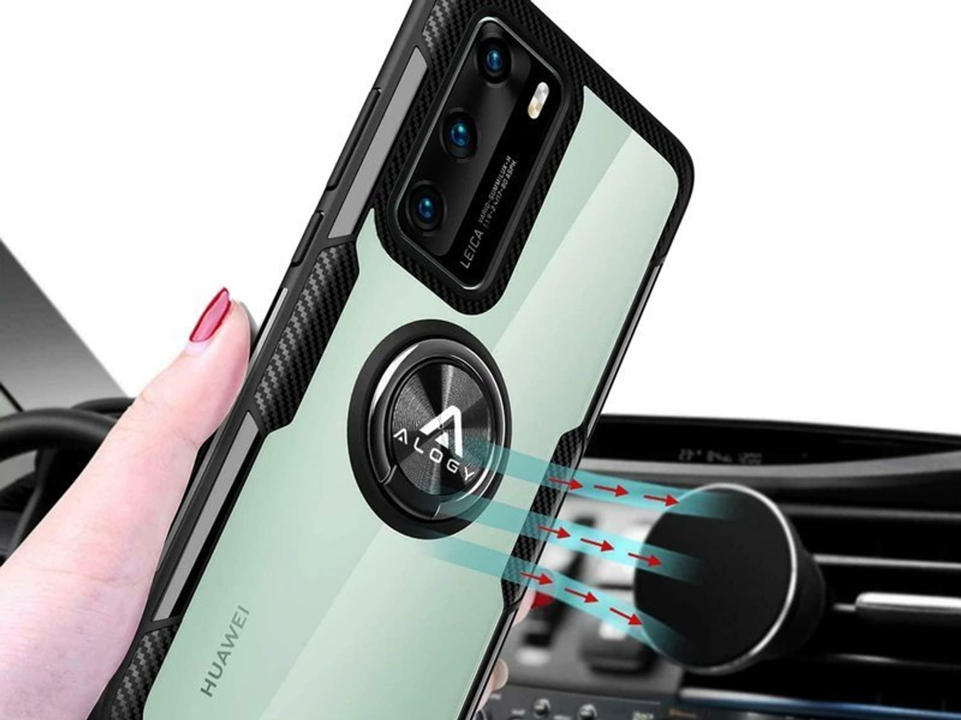 

Etui Alogy Ring Holder Clear Armor do Huawei P40 czarne