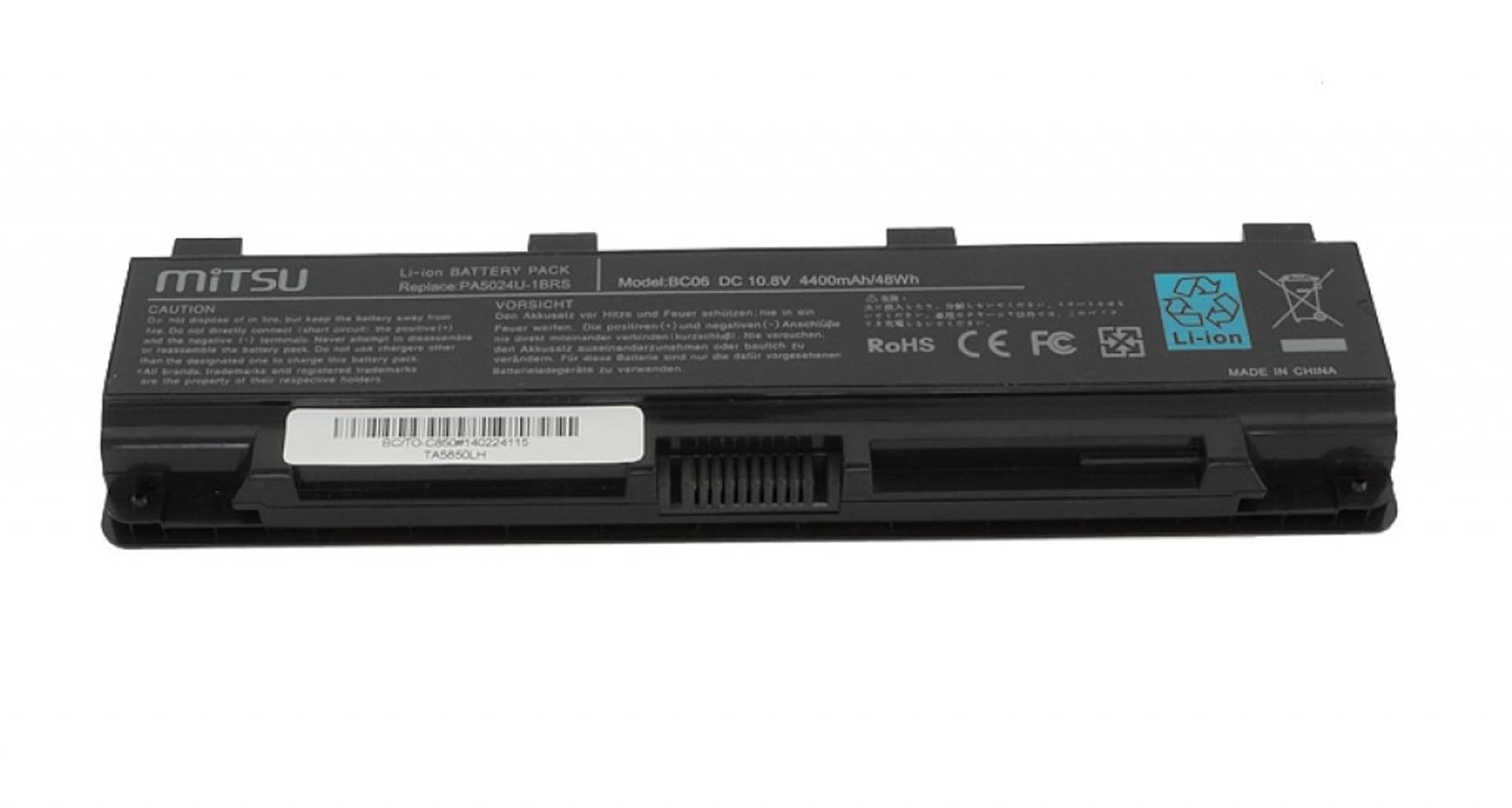 

Bateria do Toshiba C850, L800, S855 4400 mAh (49 Wh) 10.8 - 11.1 Volt, 49 wh) 10.8 - 11.1 vol