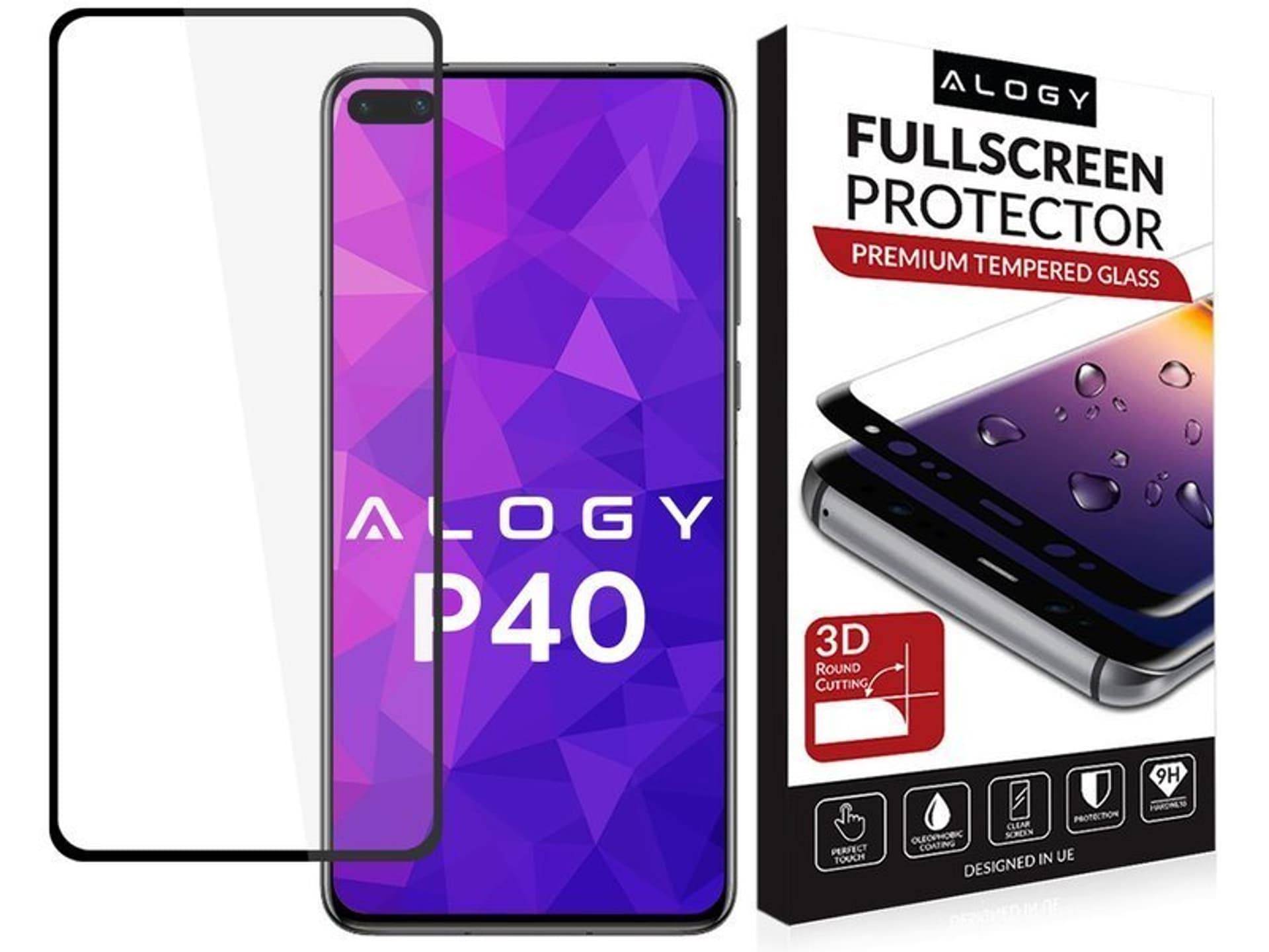 

Szkło Alogy Full Glue do Huawei P40 Czarne