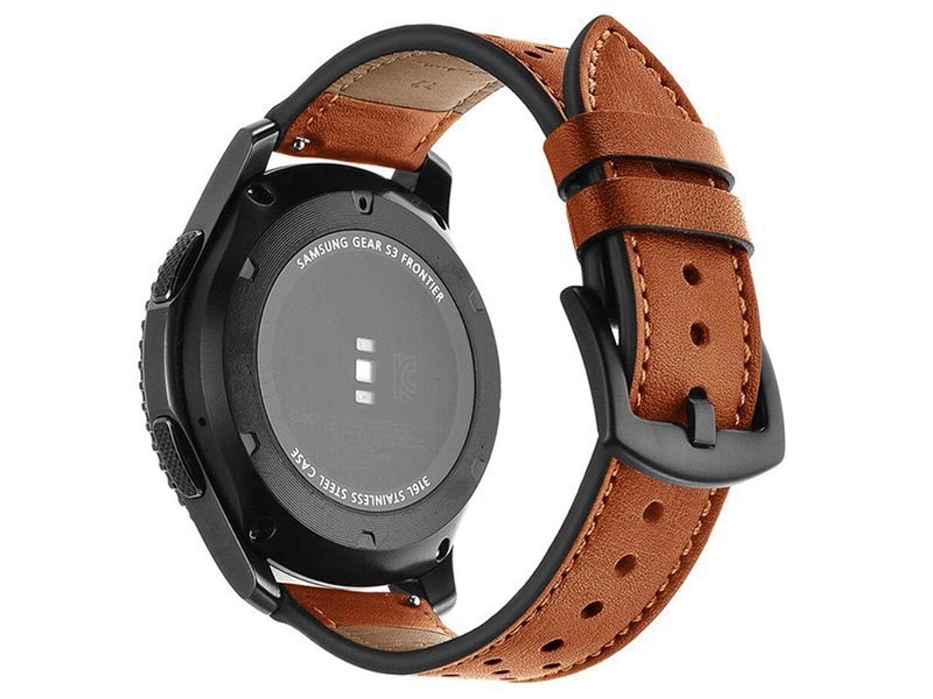 

Pasek Alogy skóra leather band do Samsung Watch Active 2 (20mm) Brązowy, 20mm) brązow