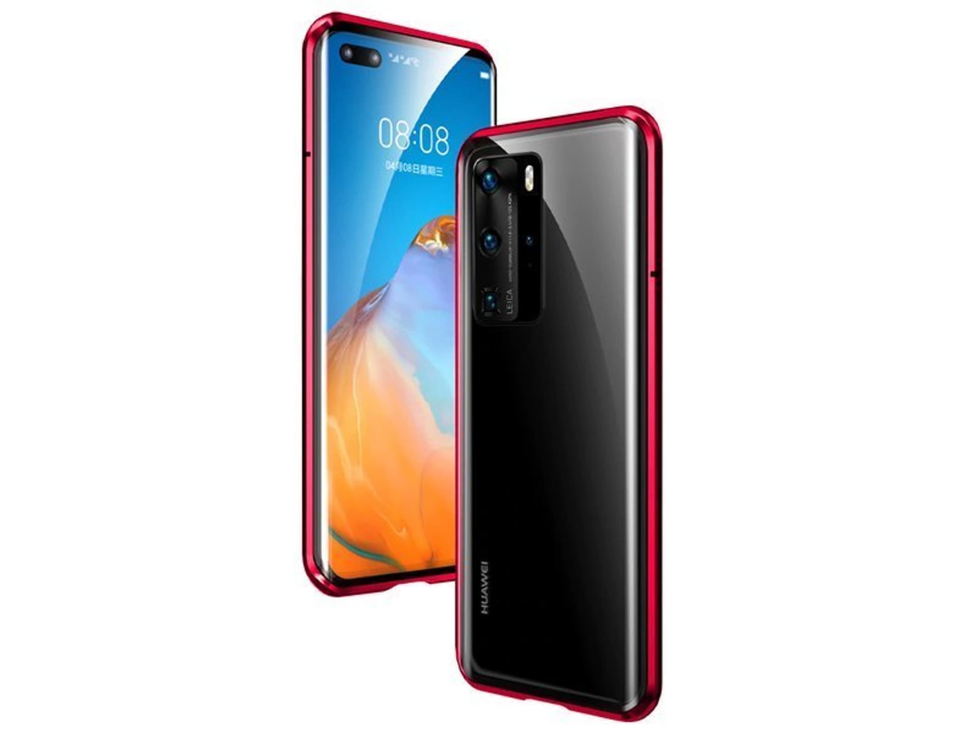 

Etui magnetyczne szklane Dr.Fit dwustronne do Huawei P40 Pro Czerwone