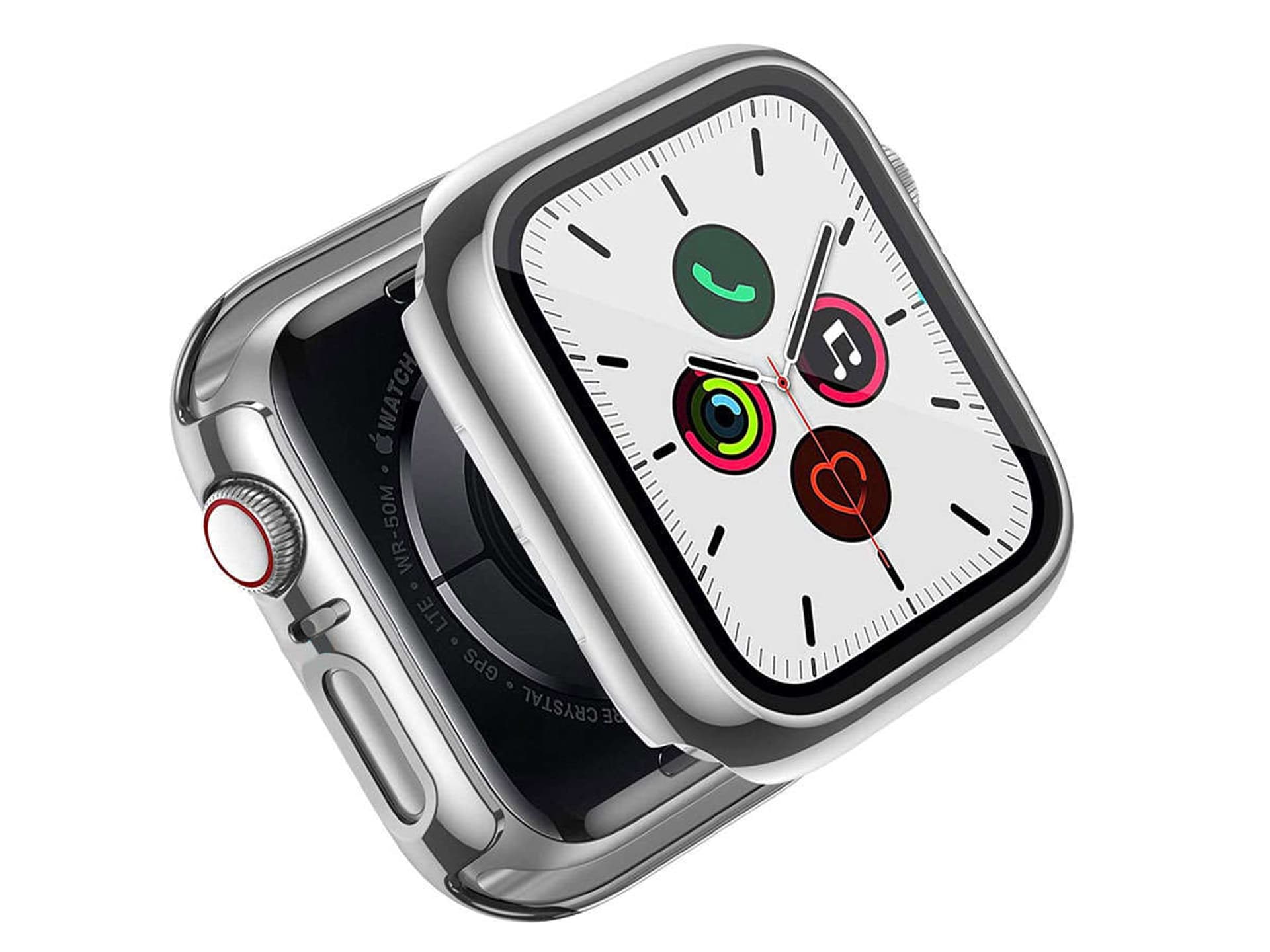 

Etui obudowa Alogy 2w1 nakładka ze szkłem do Apple Watch 4/5/6/SE 44mm / 7/8 45mm Srebrna