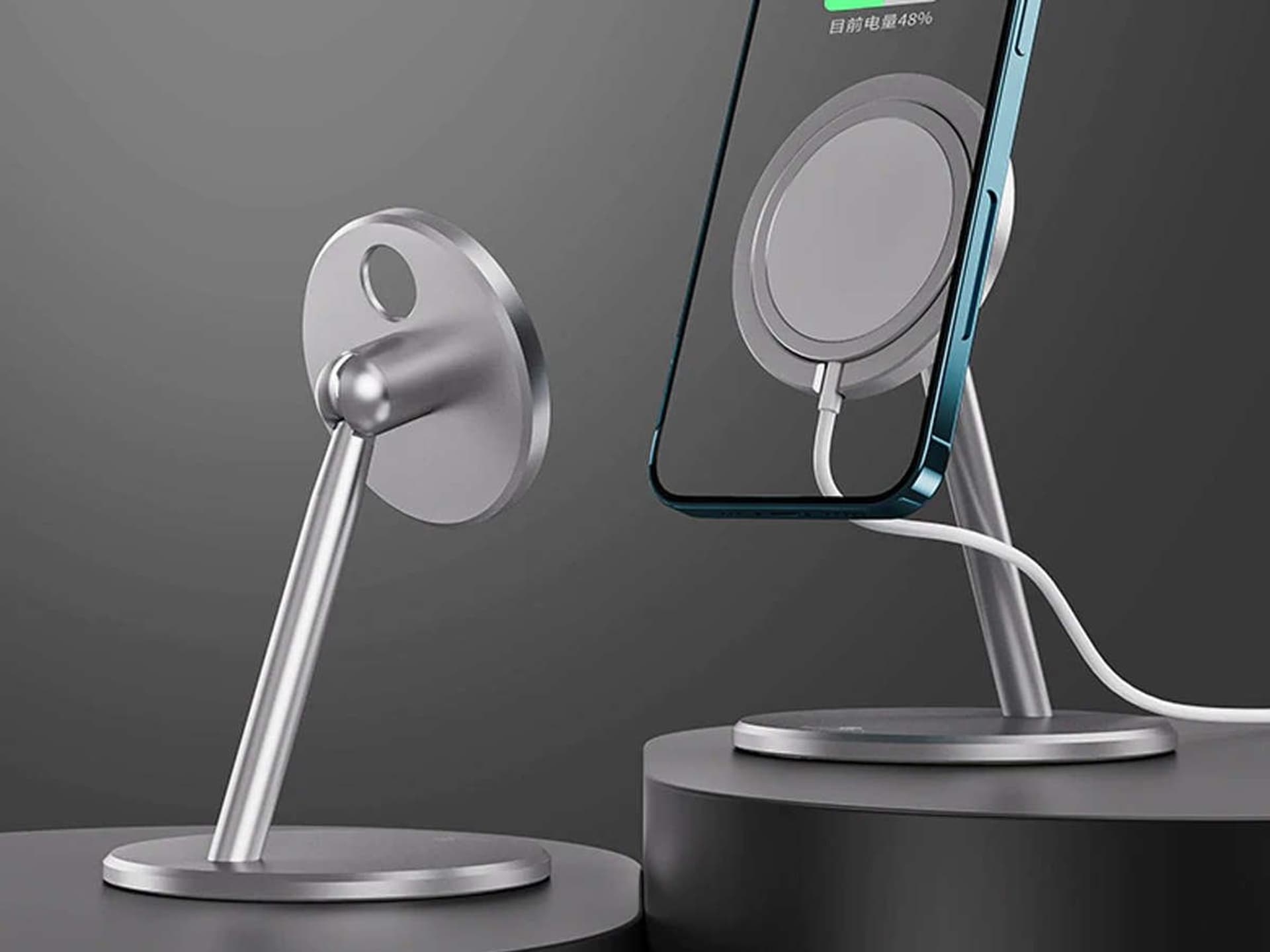 

Uchwyt stojak do ładowarki Qi MagSafe na biurko Alogy do iPhone 12 Srebrny