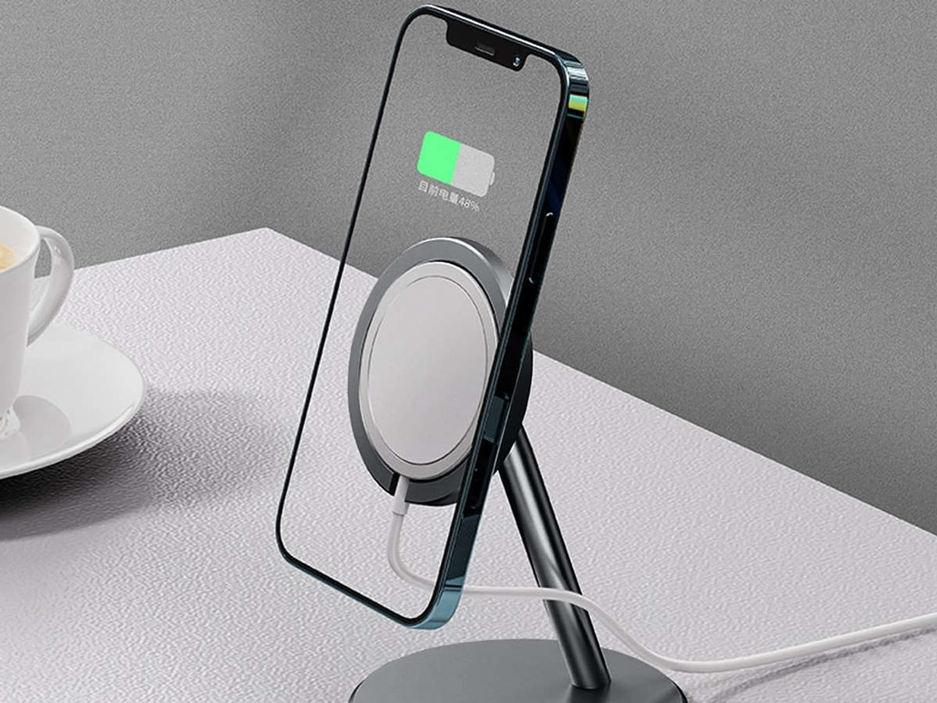 

Uchwyt stojak do ładowarki Qi MagSafe na biurko Alogy do iPhone 12 Szary