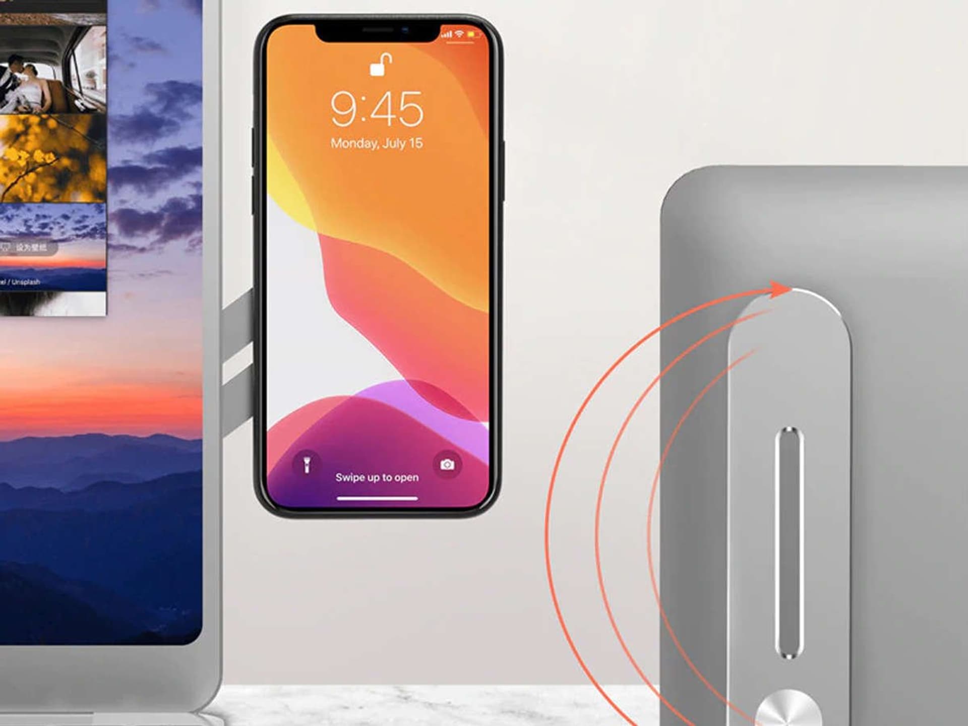 

Uchwyt na telefon magnetyczny Alogy Multi Ekran mocowanie boczne Srebrny