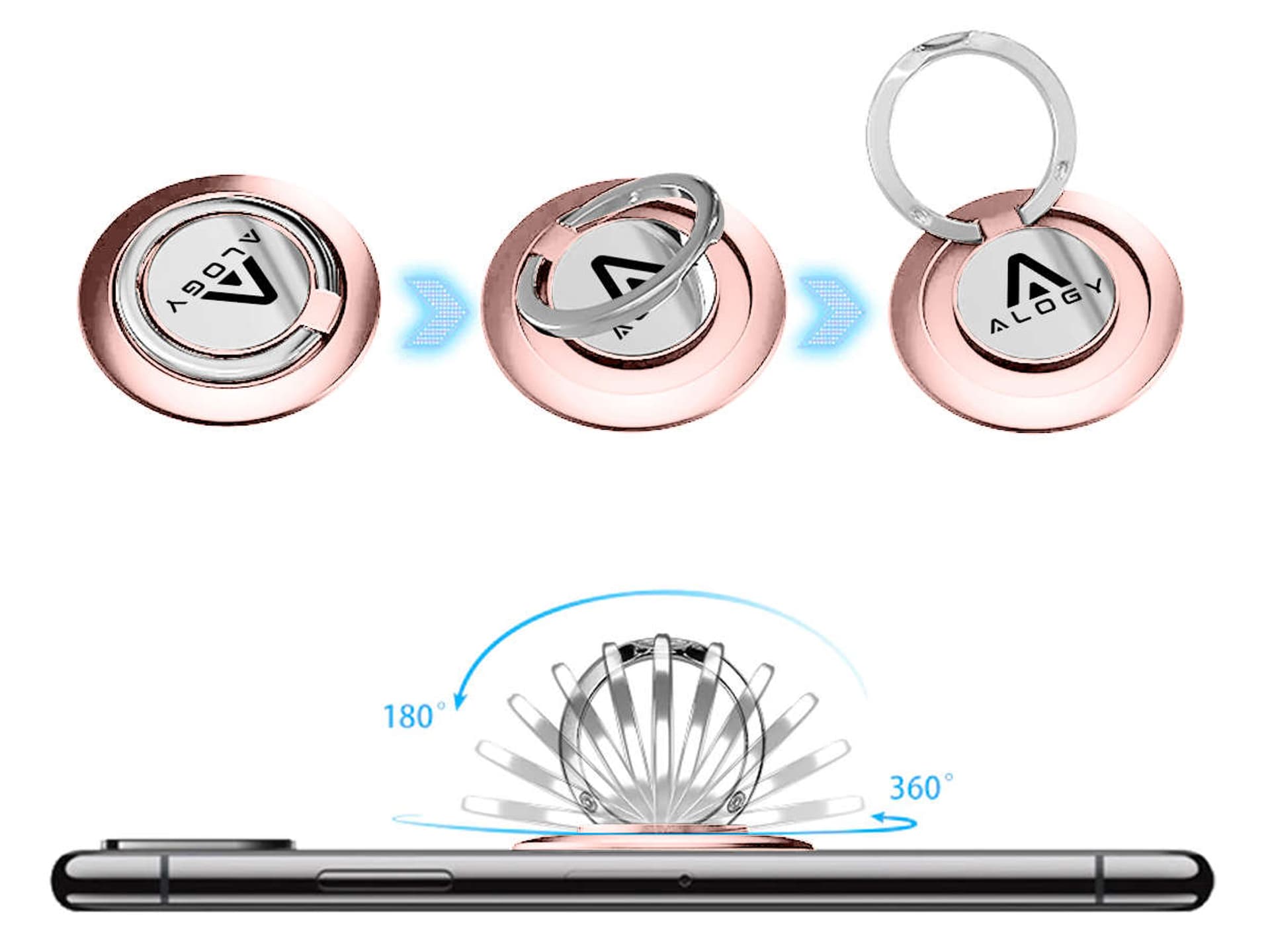 

Uchwyt na telefon palec Alogy Ring Holder stojak pierścień podstawka Różowy