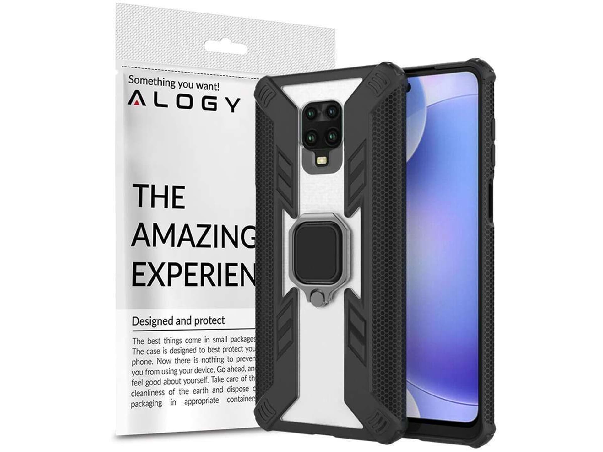 

Etui Alogy Ring Carbon Holder Pancerne do Xiaomi Redmi Note 9S/ Pro/ Max