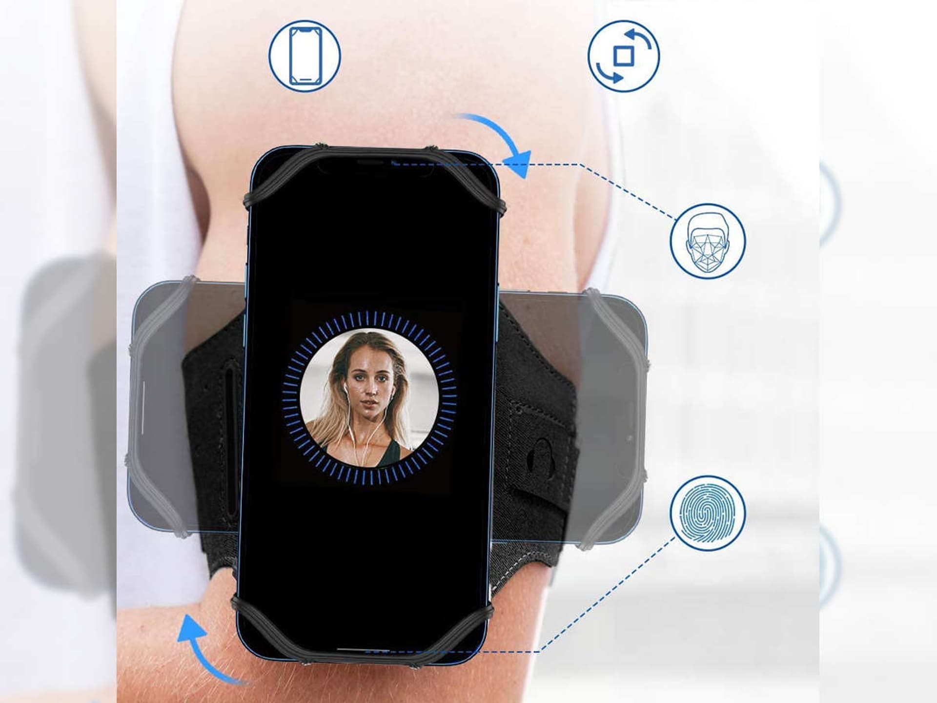 

Etui opaska sportowa armband VUP+ na ramię klips do telefonu 360 Czarne
