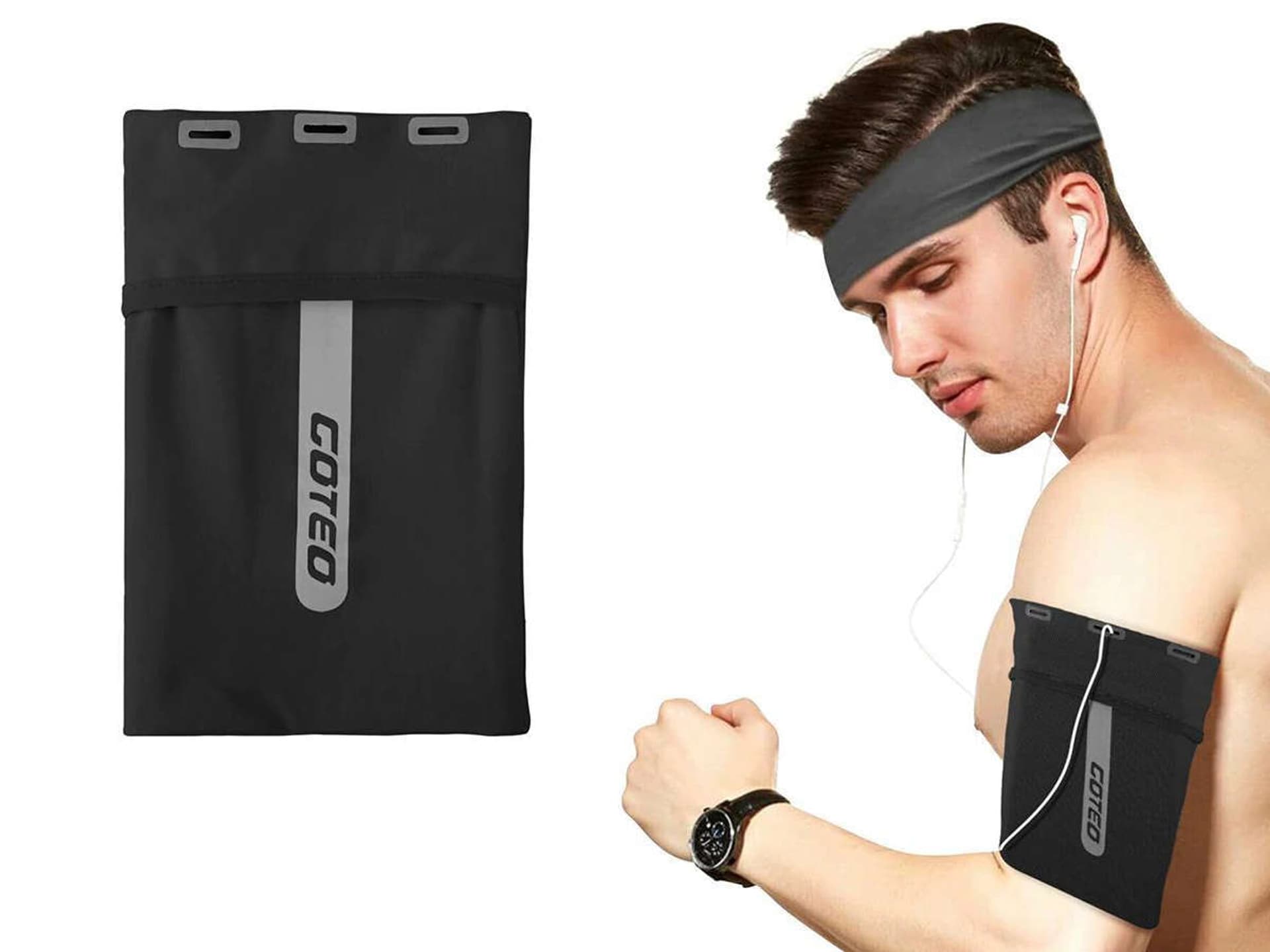 

Etui opaska sportowa Goteo armband na ramię do telefonu L Czarna