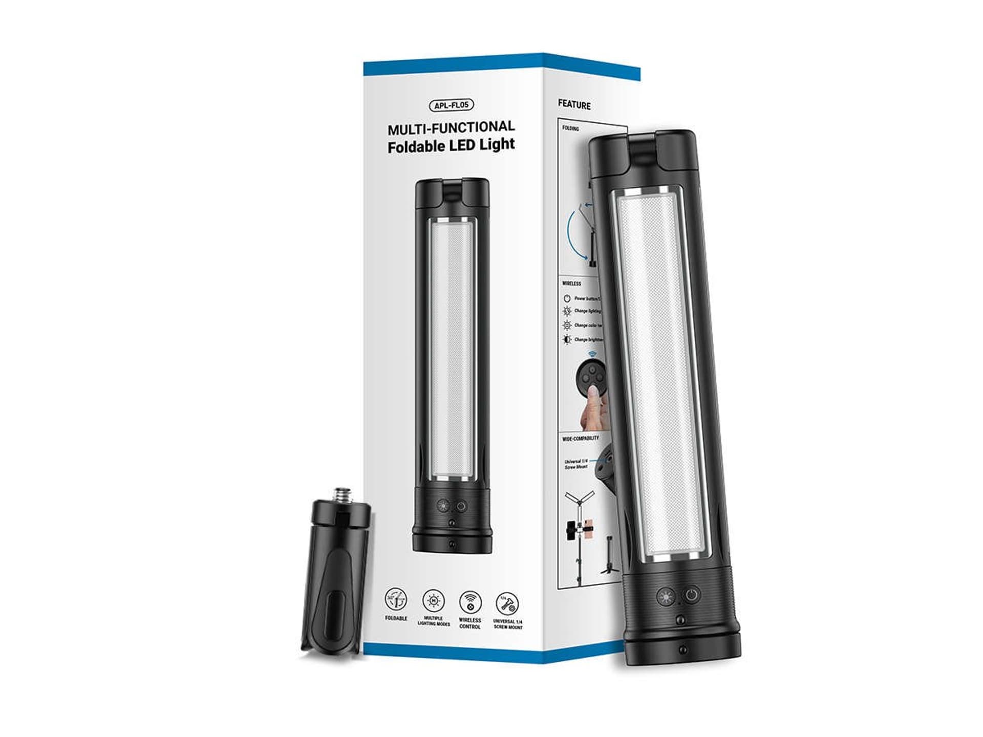 

Składana lampa Apexel LED APL-FL05 statyw z pilotem Czarny