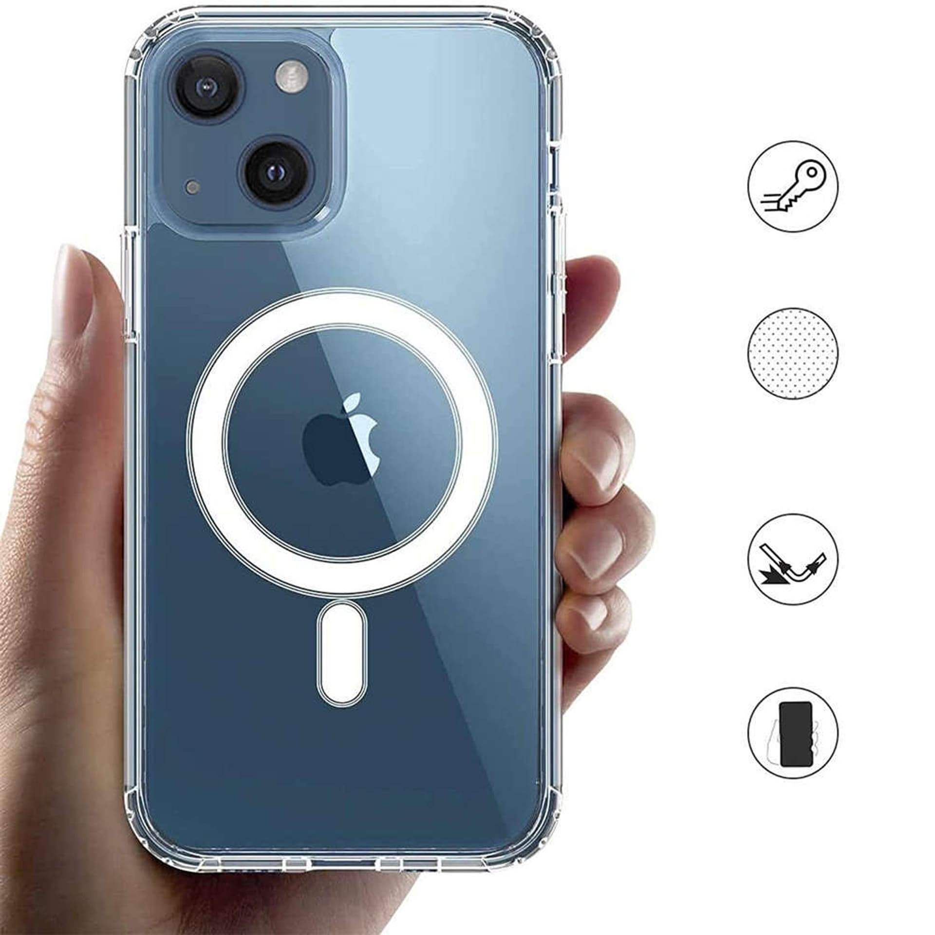 

Etui do MagSafe Ultra Slim Mag Alogy do Qi do iPhone 13 Mini 5.4 Przezroczyste
