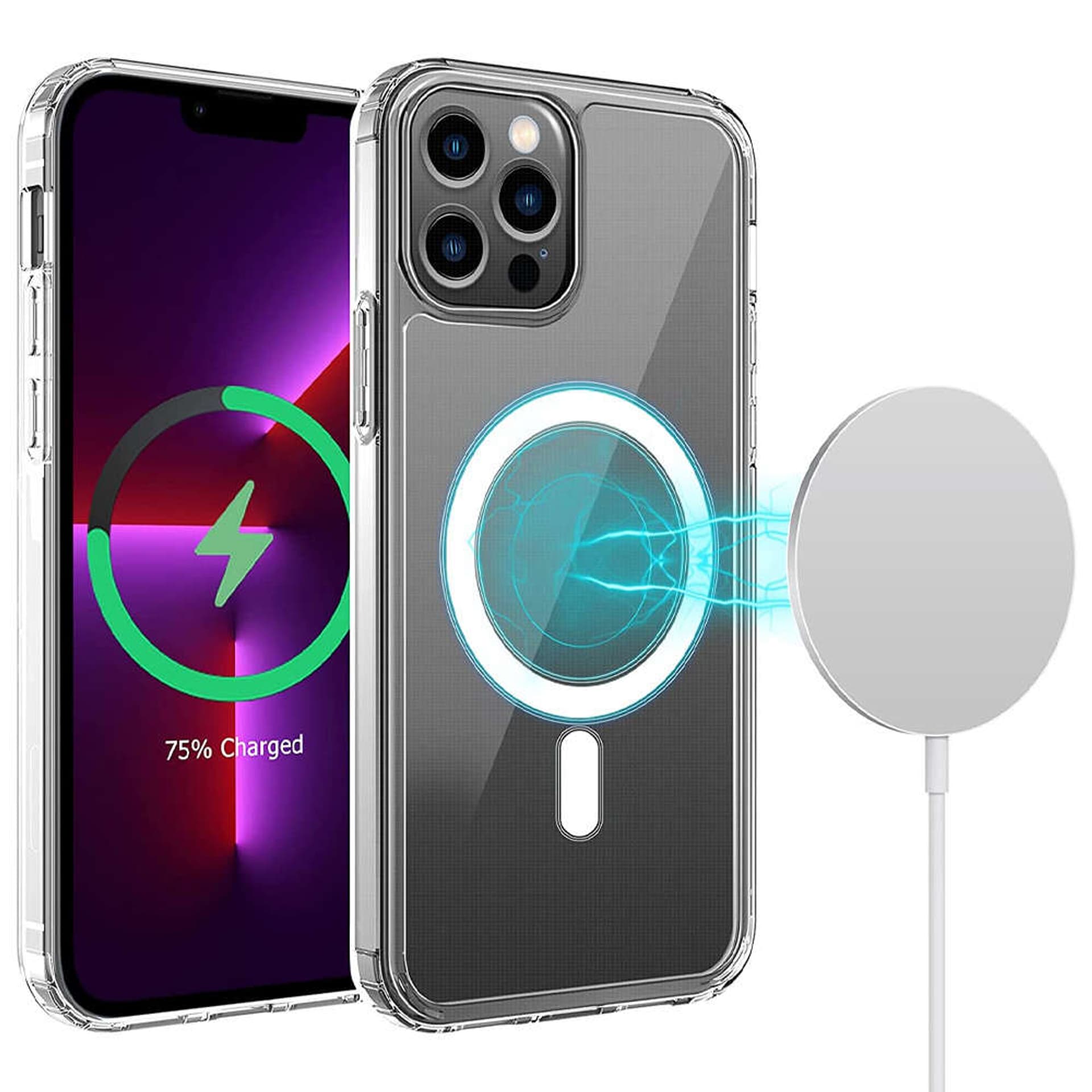

Etui do MagSafe Ultra Slim Mag Alogy do Qi do iPhone 13 Pro 6.1 Przezroczyste