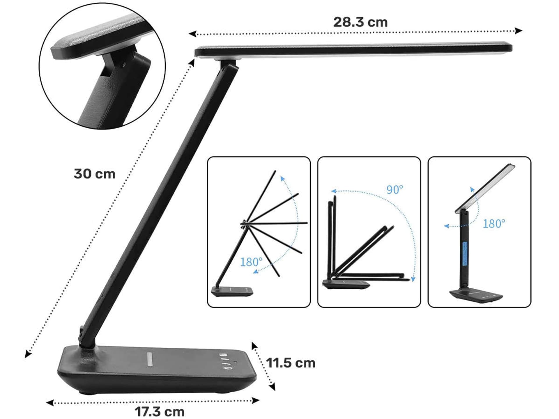 

Lampa biurkowa Alogy LED ładowarka indukcyjna Qi 10W z wyświetlaczem Czarna