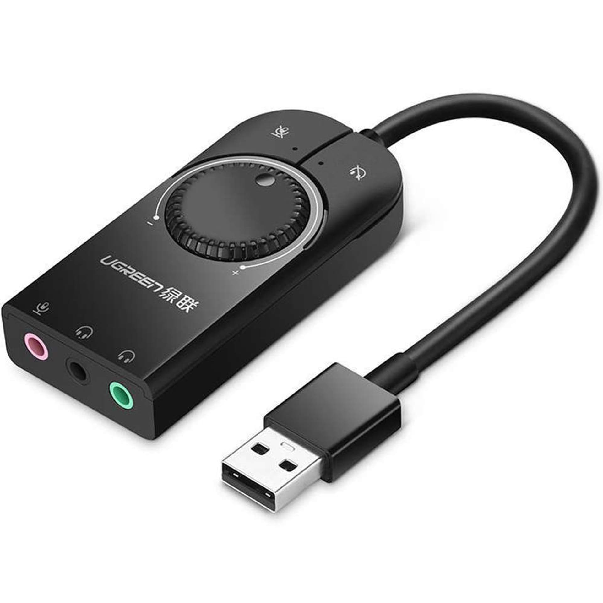 

Zewnętrzna karta dźwiękowa USB UGREEN 15cm (czarny)