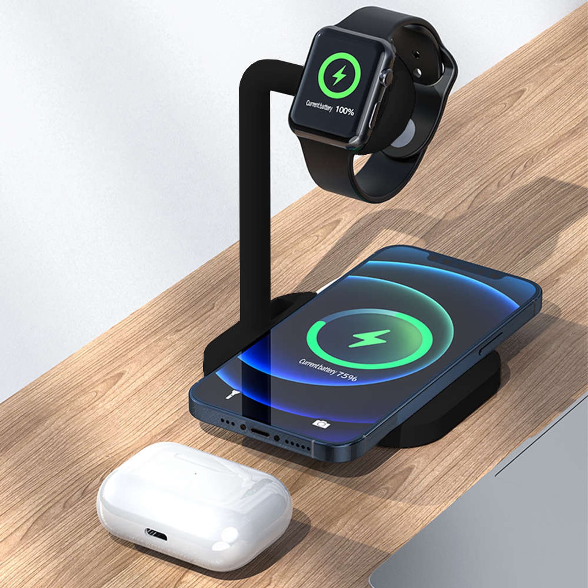 

Ładowarka indukcyjna Alogy Qi 2w1 do Apple iPhone / Apple Watch Czarna