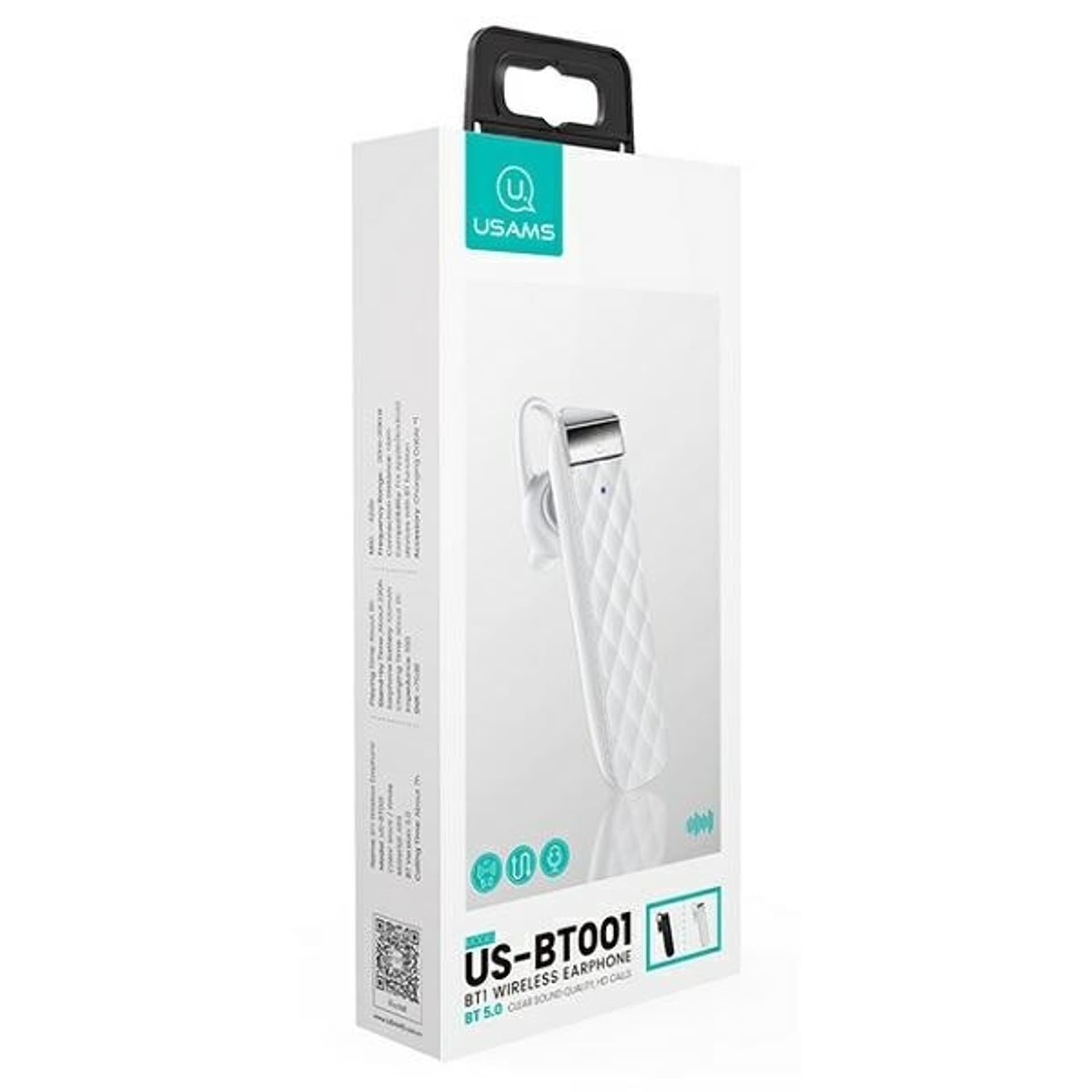 

USAMS Słuchawka Bluetooth 5.0 BT1 biały/white BHUBT102 (US-BT001)