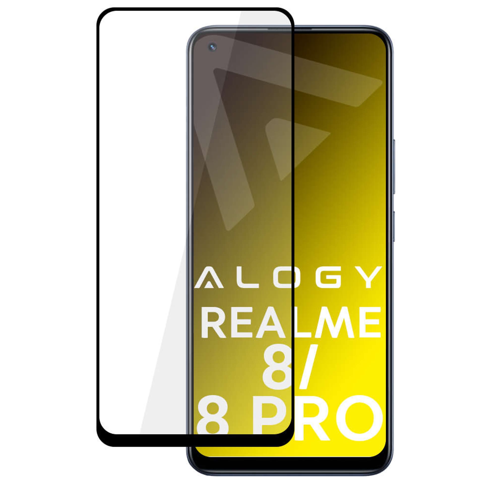 

Szkło hartowane Alogy Full Glue do etui case friendly do Realme 8 / 8 Pro Czarne