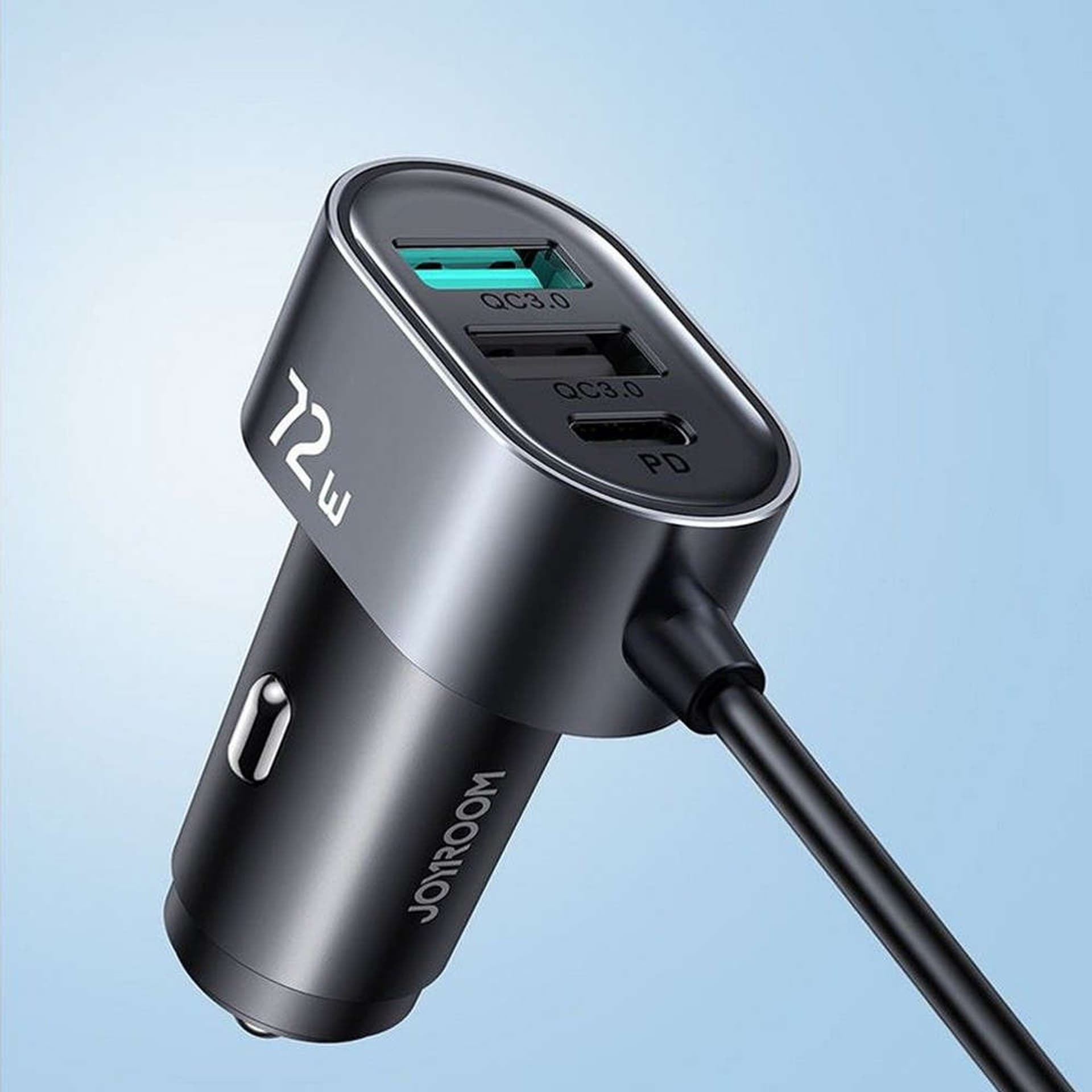 

Ładowarka samochodowa Joyroom JR-CL05 Car Charger 3x USB + 2x USB-C 1.5m 72W Black