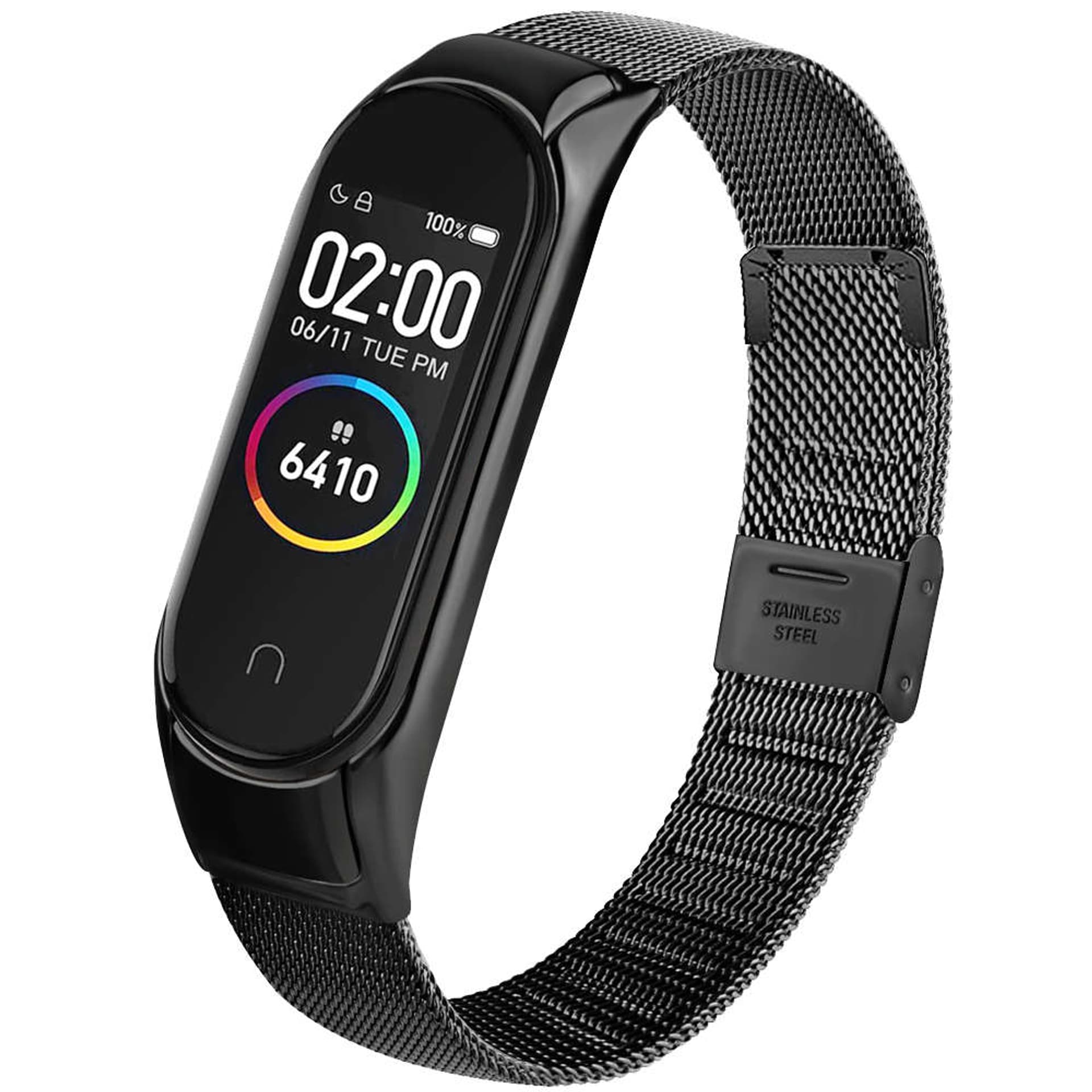 

Bransoleta Milanese pasek Alogy stal nierdzewna do Xiaomi Mi Band 5/6/6 NFC Czarna