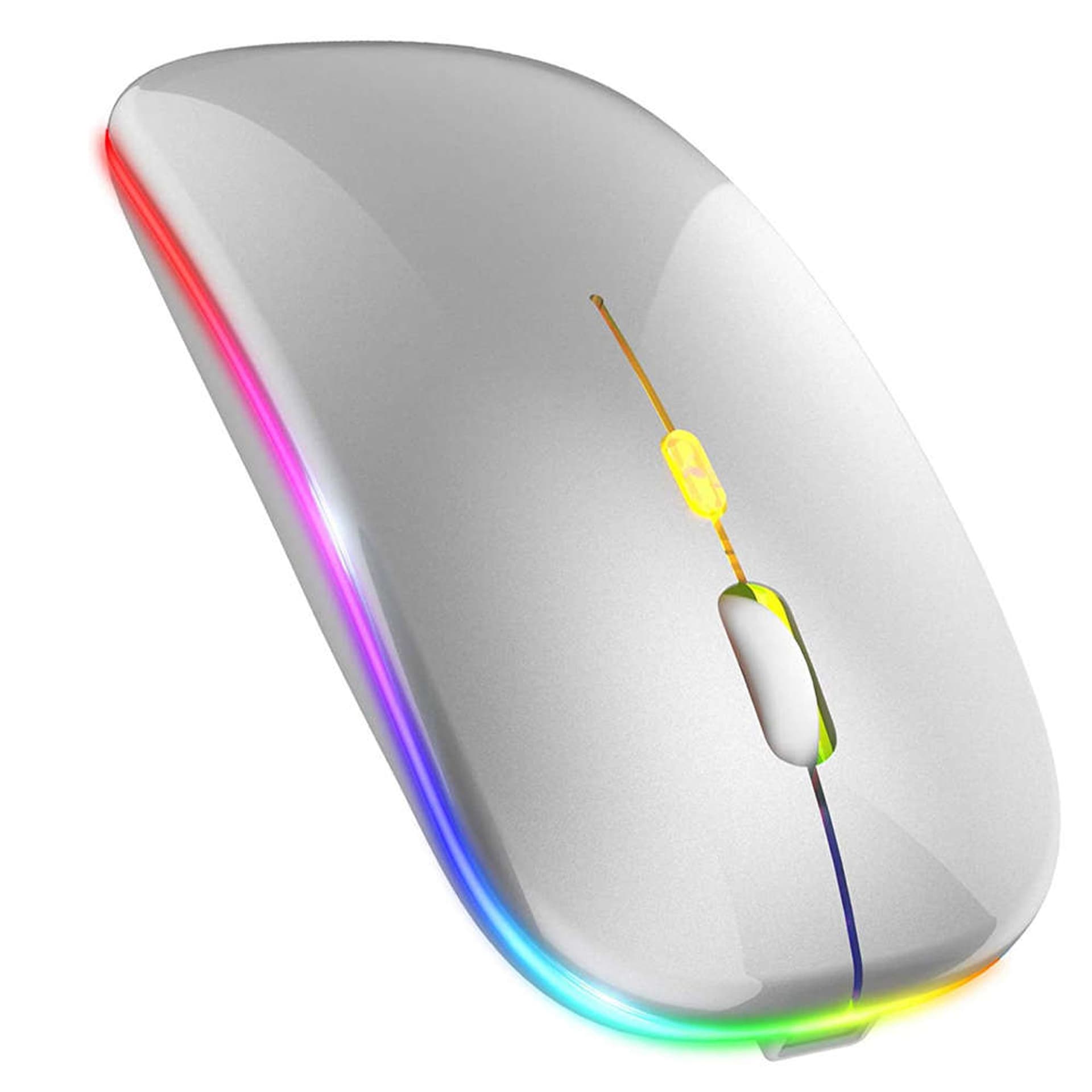 

Cicha Myszka slim mysz bezprzewodowa Alogy podświetlana LED RGB do laptopa tabletu Srebrna